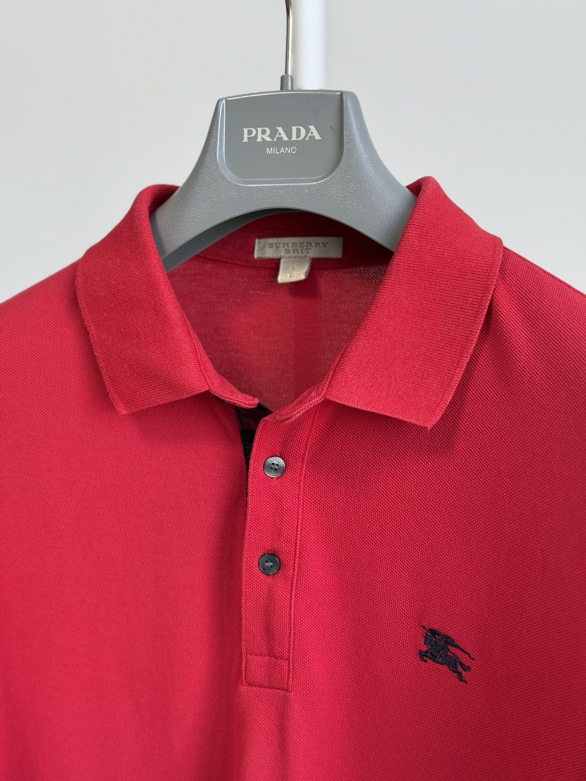 Burberry Burberry Label Men Embroidery Logo Polo Tee Red Size US L / EU 52-54 / 3 - 3 Thumbnail