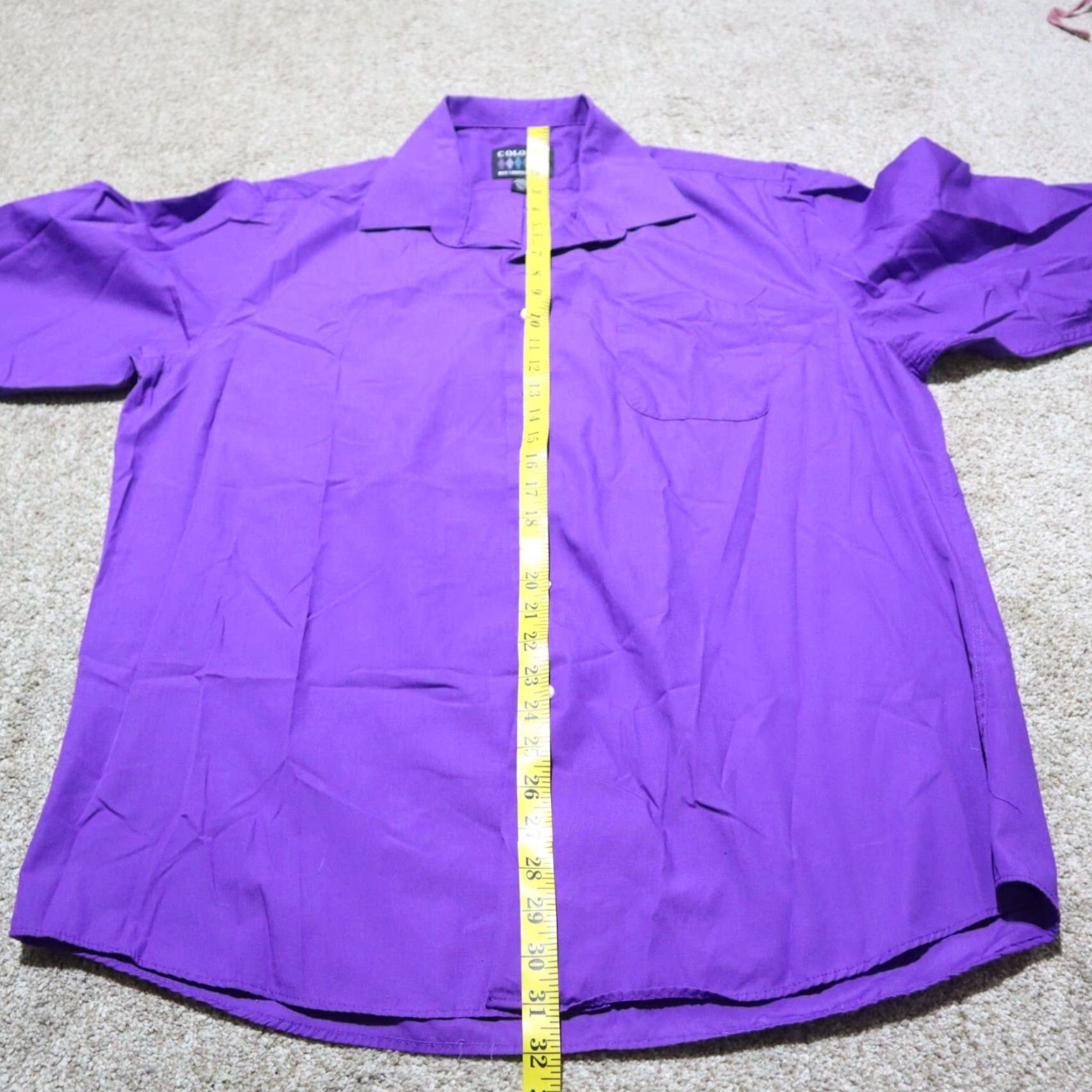 Alexander Julian Alexander Julian Colours Button Up Shirt Long Sleeve Mens XL 17 17.5 32/33 Purple Cotton Blend Solid Button-Down Shirt Men Size US M / EU 48-50 / 2 - 6 Thumbnail