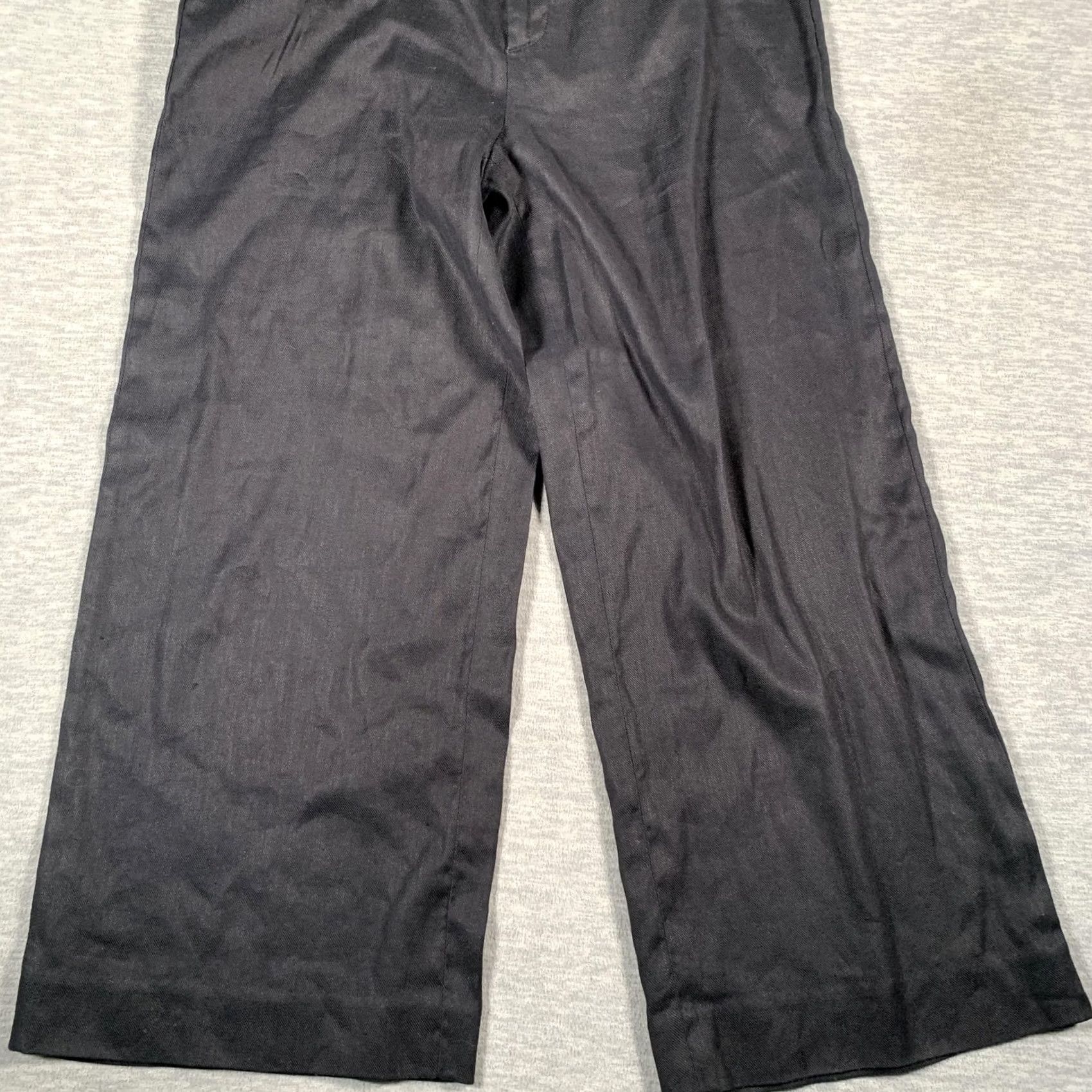 Banana Republic Banana Republic Pants Womens 6 Black Linen Blend Wide Leg Cropped Trousers Work Size 28" / US 6 / IT 42 - 3 Thumbnail