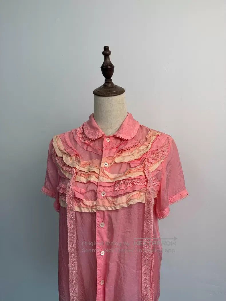 Comme des Garcons Comme Des Garcons size F Pink lace trim blouse Size M / US 6-8 / IT 42-44 - 3 Thumbnail