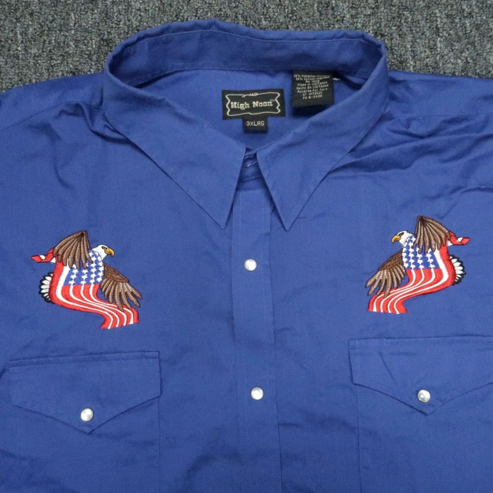 Vintage High Noon Shirt Mens 3XL Blue American Eagle USA Pearl Snap Western Long Sleeve Shirt Mens 3XL Blue Size US XXL / EU 58 / 5 - 2 Thumbnail