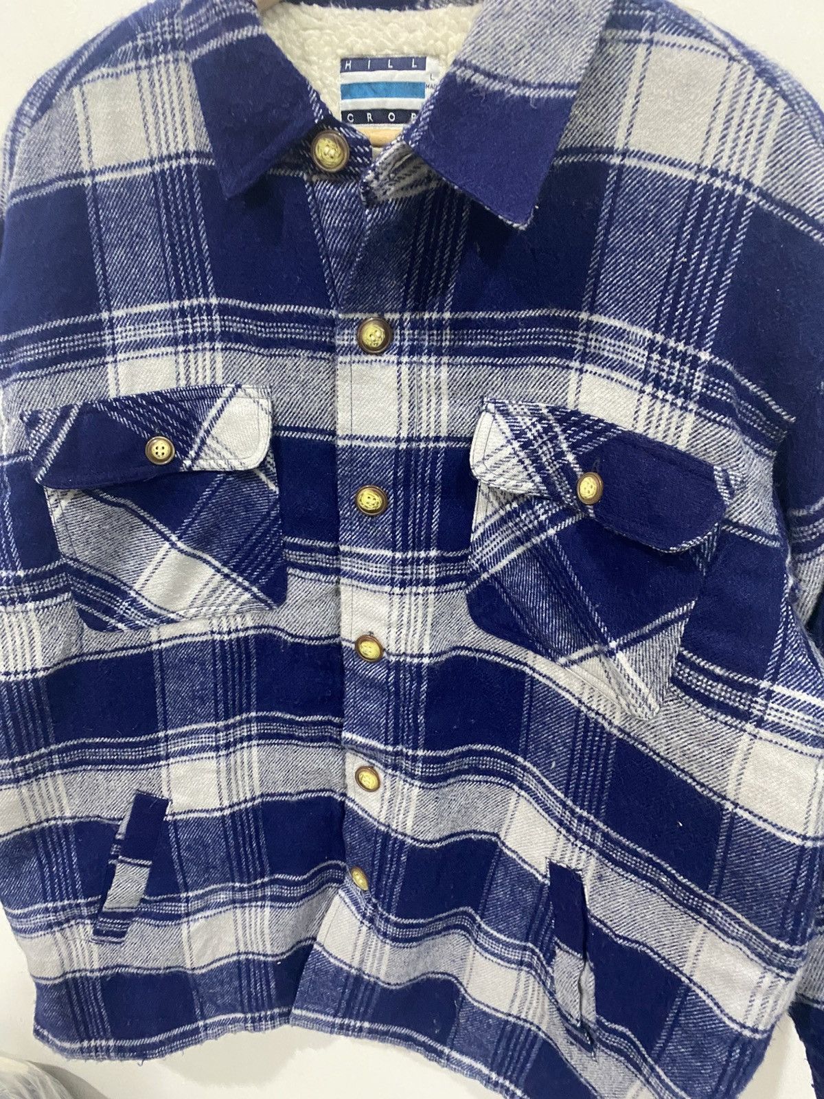 Japanese Brand Hill Crop Vintage Flannel wool Sherpa Jacket Size US L / EU 52-54 / 3 - 4 Thumbnail