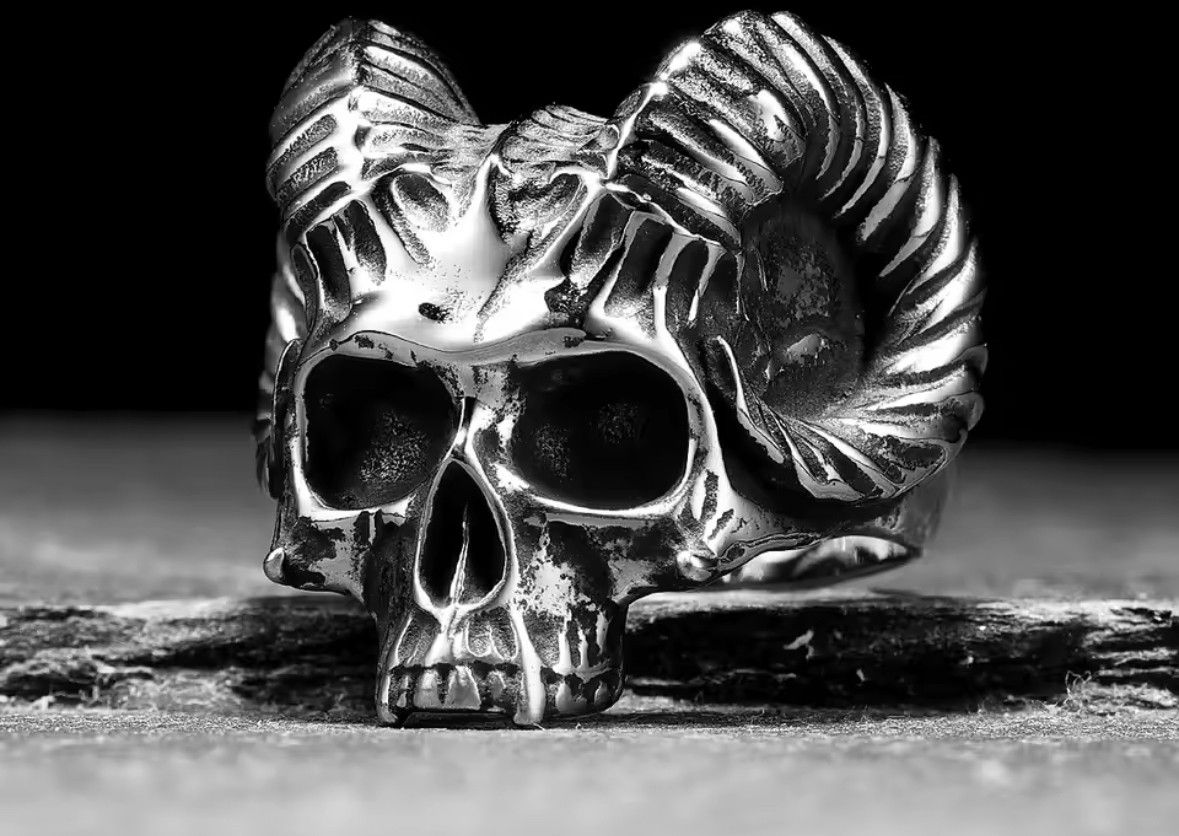 Japanese Brand Rare Retro Carved Skull 316L Stainless Steel Ring Size 13 Size ONE SIZE - 1 Thumbnail