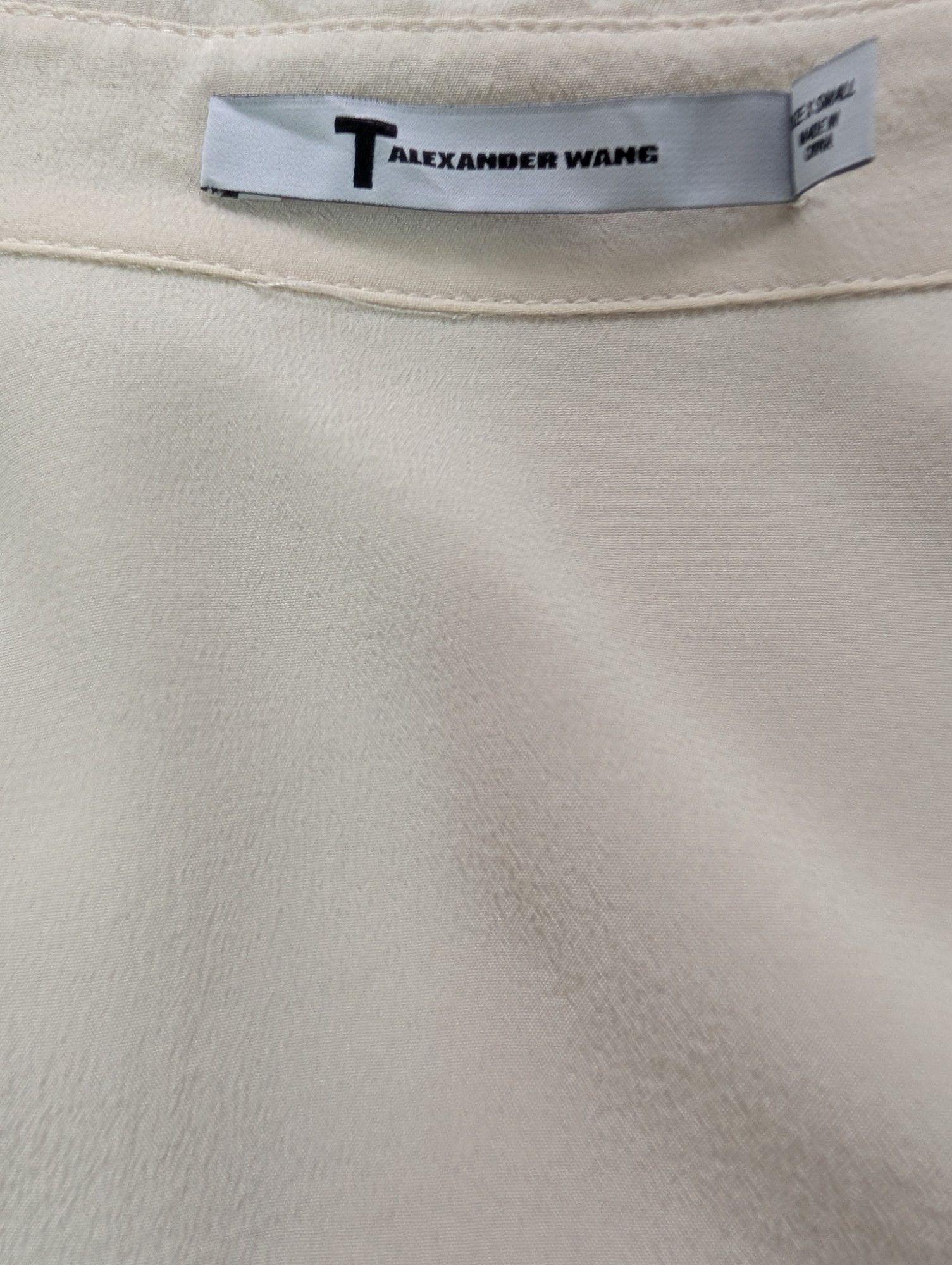 T by Alexander Wang Creme Color Silk Shirt With Sheer Back Size XS / US 0-2 / IT 36-38 - 7 Thumbnail