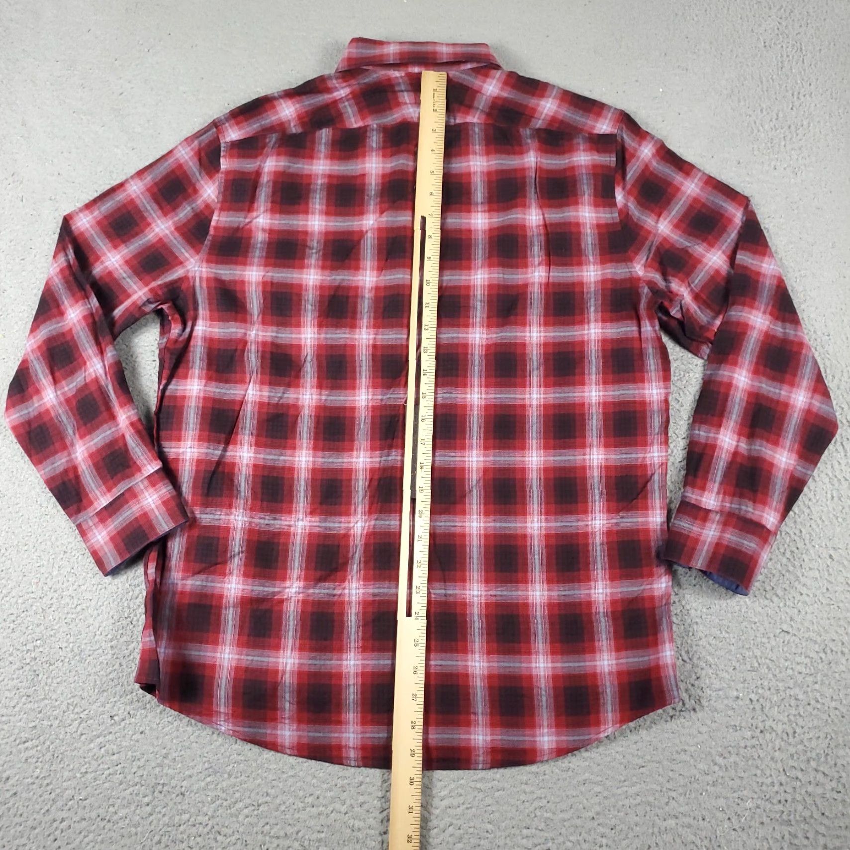 Original Penguin Original Penguin Shirt Adult Size 16 Red Plaid Dress Shirt Long Sleeve Button Up Cotton Modern Classic Mens Size 42R - 3 Thumbnail