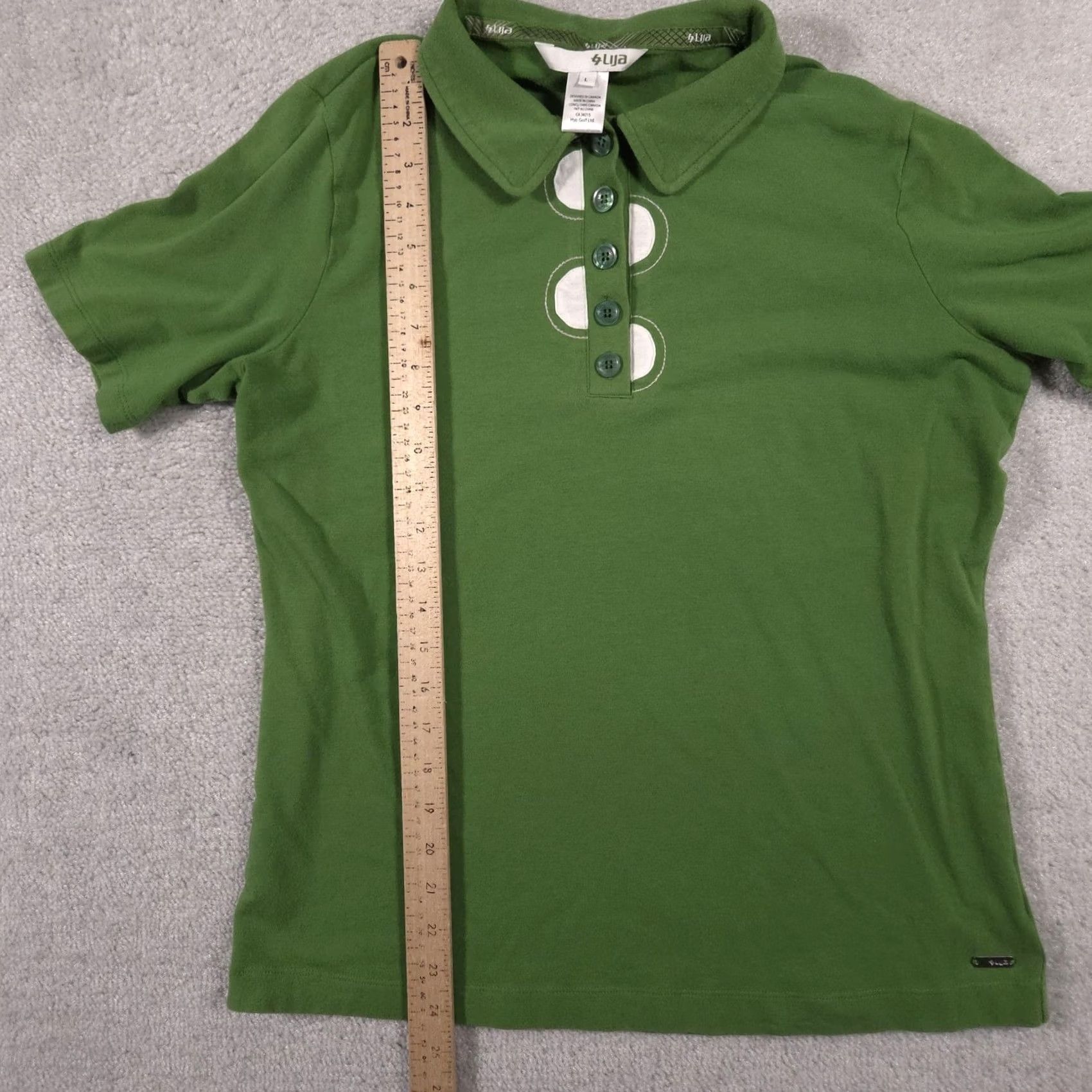 Vintage Lija Polo Shirt Womens Large Green Button Up Collar Golf Athletic Performance Shirt Size L / US 10 / IT 46 - 7 Thumbnail
