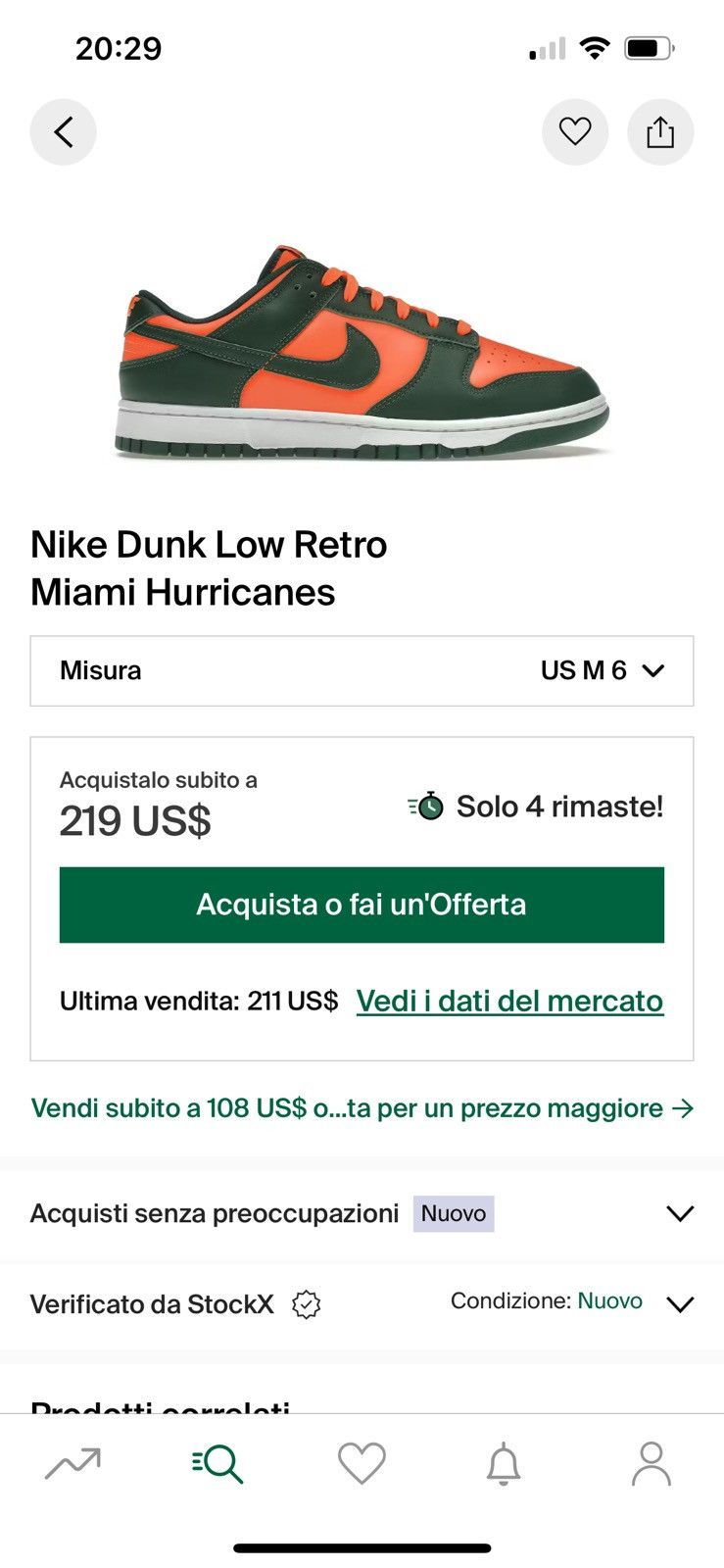 Nike Nike Dunk Low Retro Miami Hurricanes Size US 6 / IT 36 - 7 Thumbnail