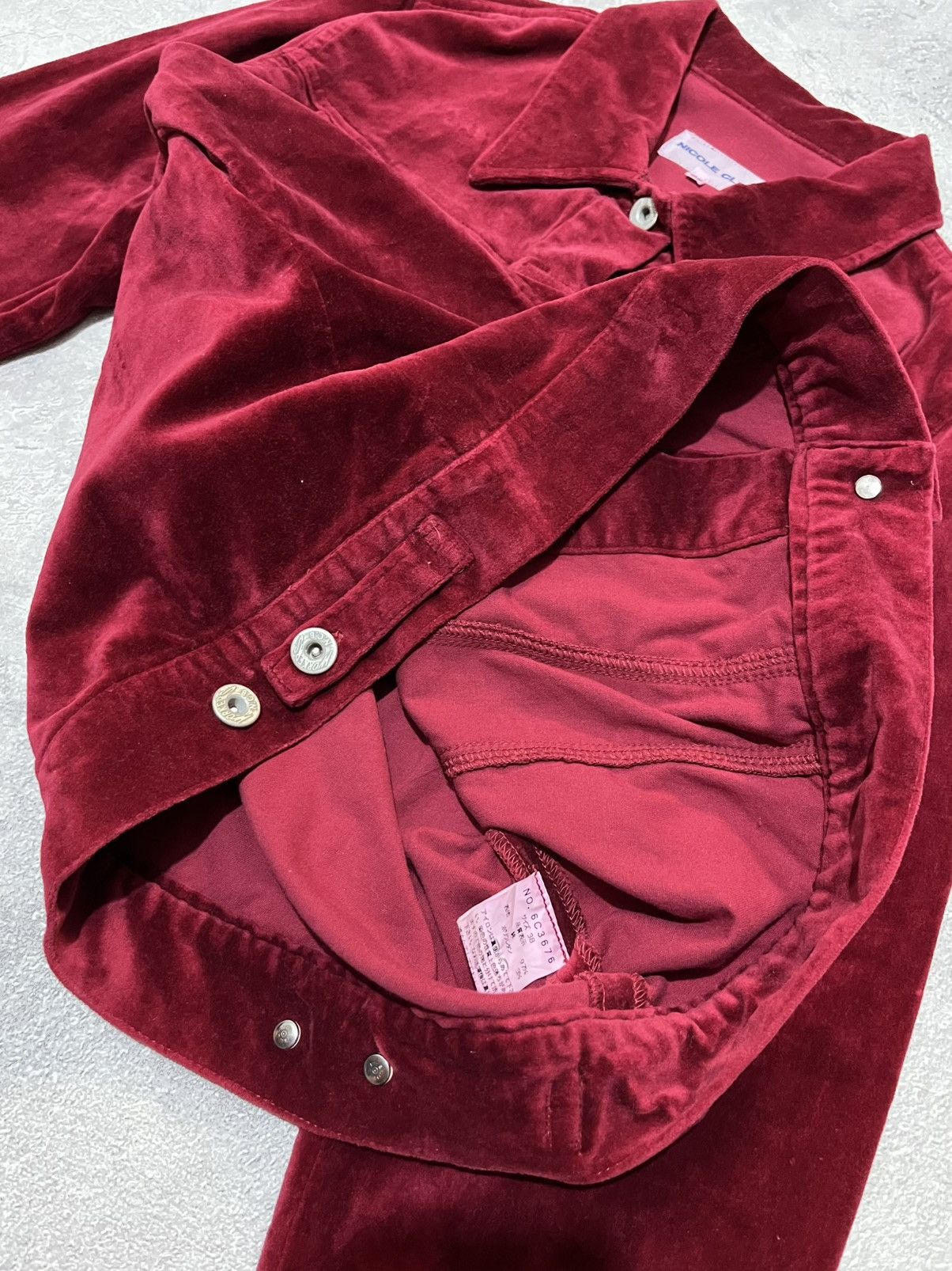 Japanese Brand Nicole Club Red Velvet Jacket Workers Size XS / US 0-2 / IT 36-38 - 5 Thumbnail