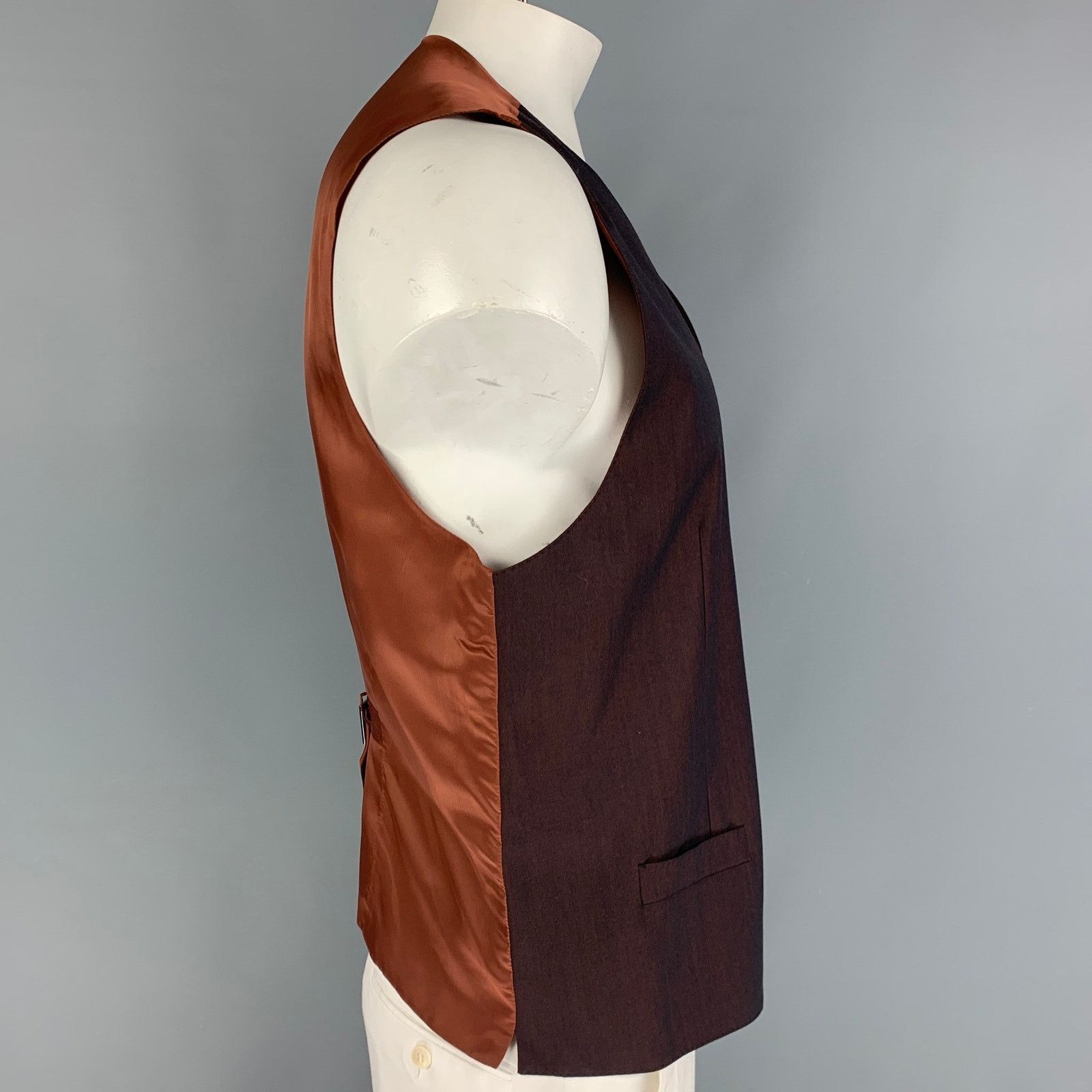Dolce & Gabbana DOLCE & GABBANA Size 46 Brown Wool Buttoned Vest Size 46R - 2 Thumbnail