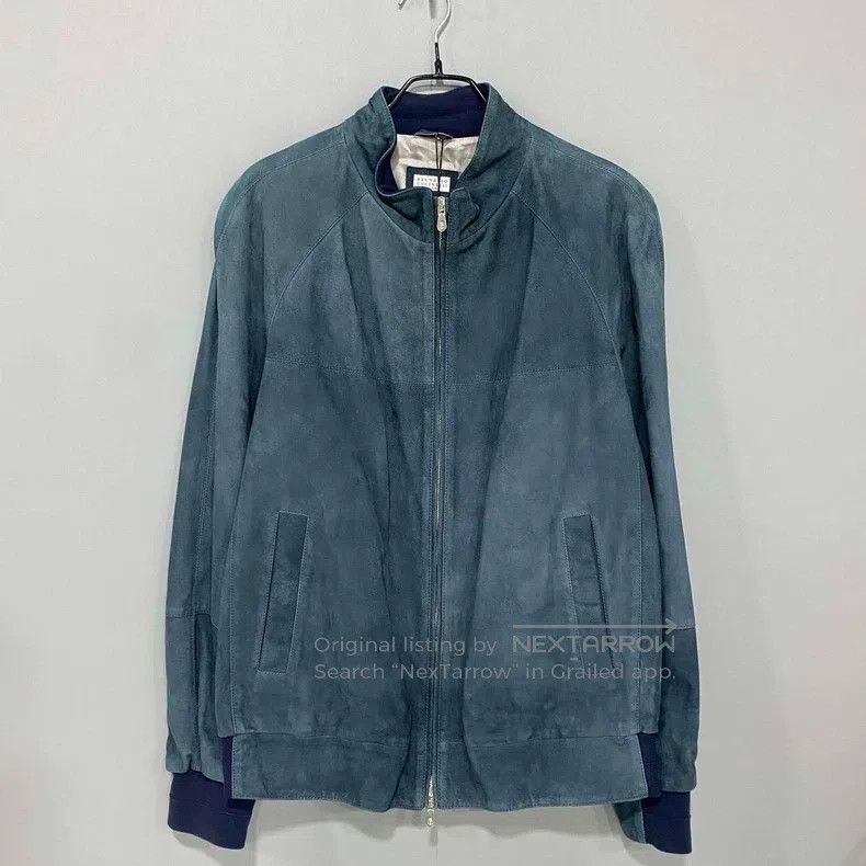 Brunello Cucinelli Brunello Cucinelli Navy Blue Lambskin Solid Color Collar L Size US M / EU 48-50 / 2 - 1 Thumbnail