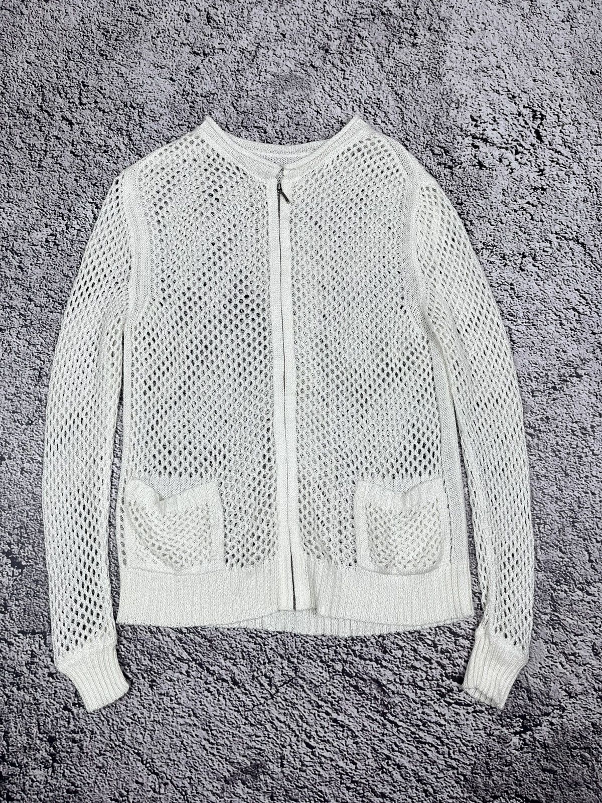 Japanese Brand Vintage Y2K Knit Web Zip AvantGarde Cardigan size M Size M / US 6-8 / IT 42-44 - 1 Thumbnail