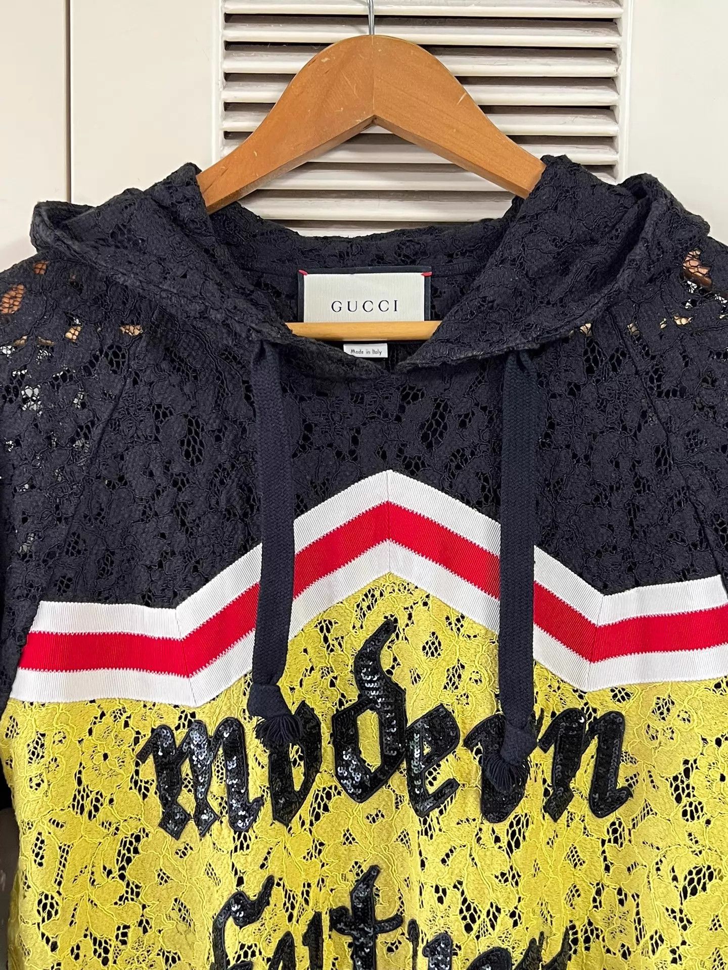 Gucci Gucci Women's Black Lace Contrast Cuff Hoodie, S Sequin Size S / US 4 / IT 40 - 3 Thumbnail