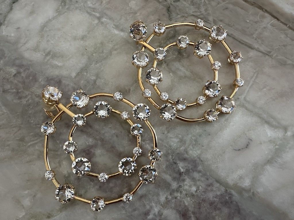 Swarovski Swarovski Signed Large Dangle Circles ClipOn Crystal Earring Size ONE SIZE - 4 Thumbnail