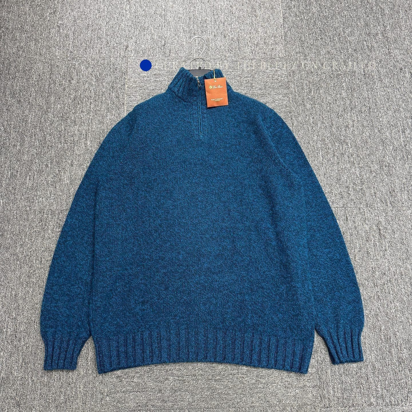 Loro Piana Blue Half-Zip Turtleneck Sweater XXL Size US XXL / EU 58 / 5 - 1 Thumbnail