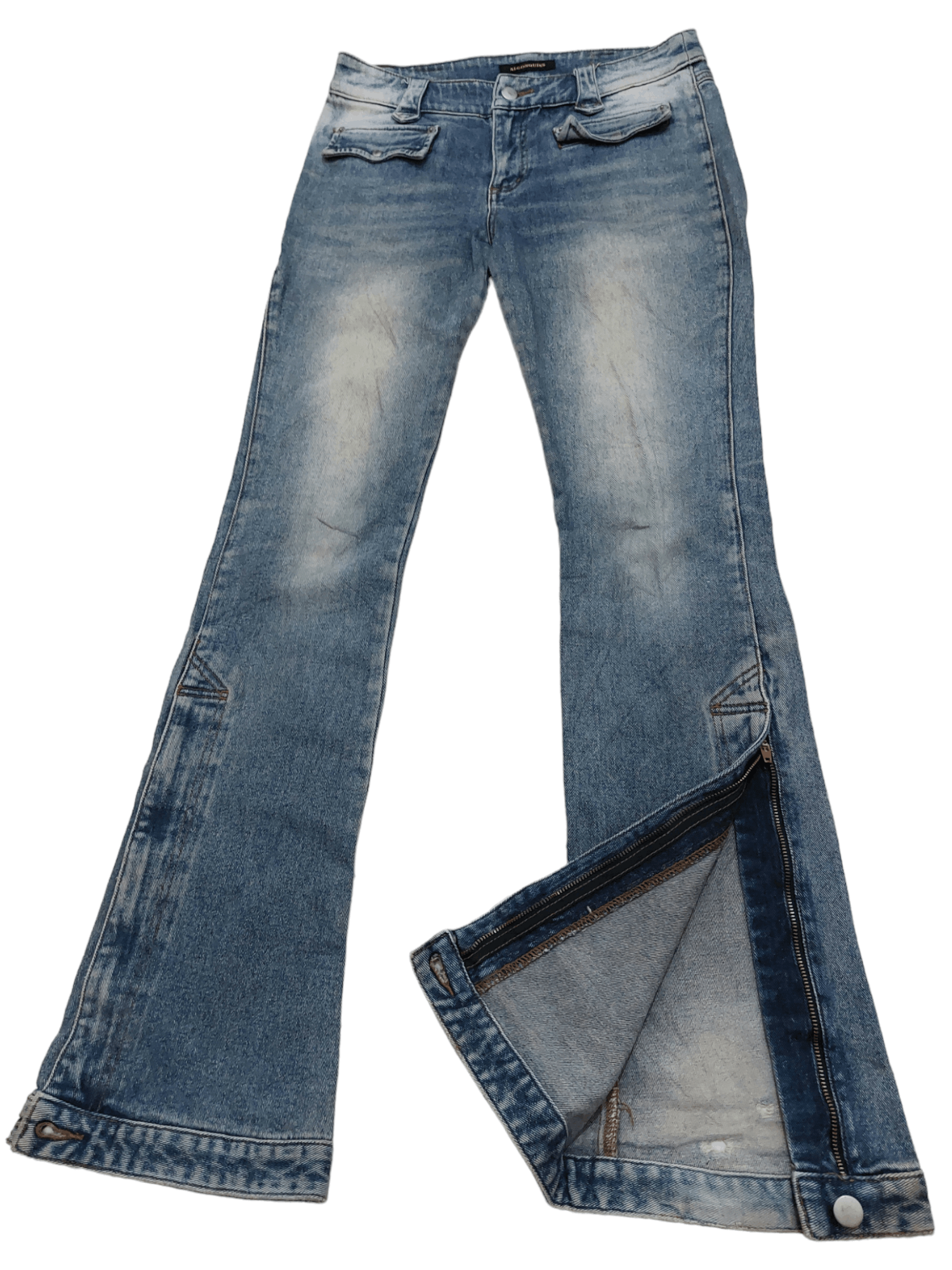 Designer × Japanese Brand Algonquins Wide Leg Zipper Low Rise Unisex PantsDenim Size US 30 / EU 46 - 2 Thumbnail