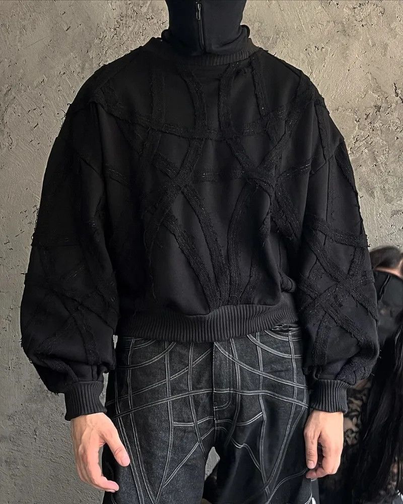 Japanese Brand × Vintage Retro Black Gothic Patchwork Sweatshirt Size US S / EU 44-46 / 1 - 4 Thumbnail