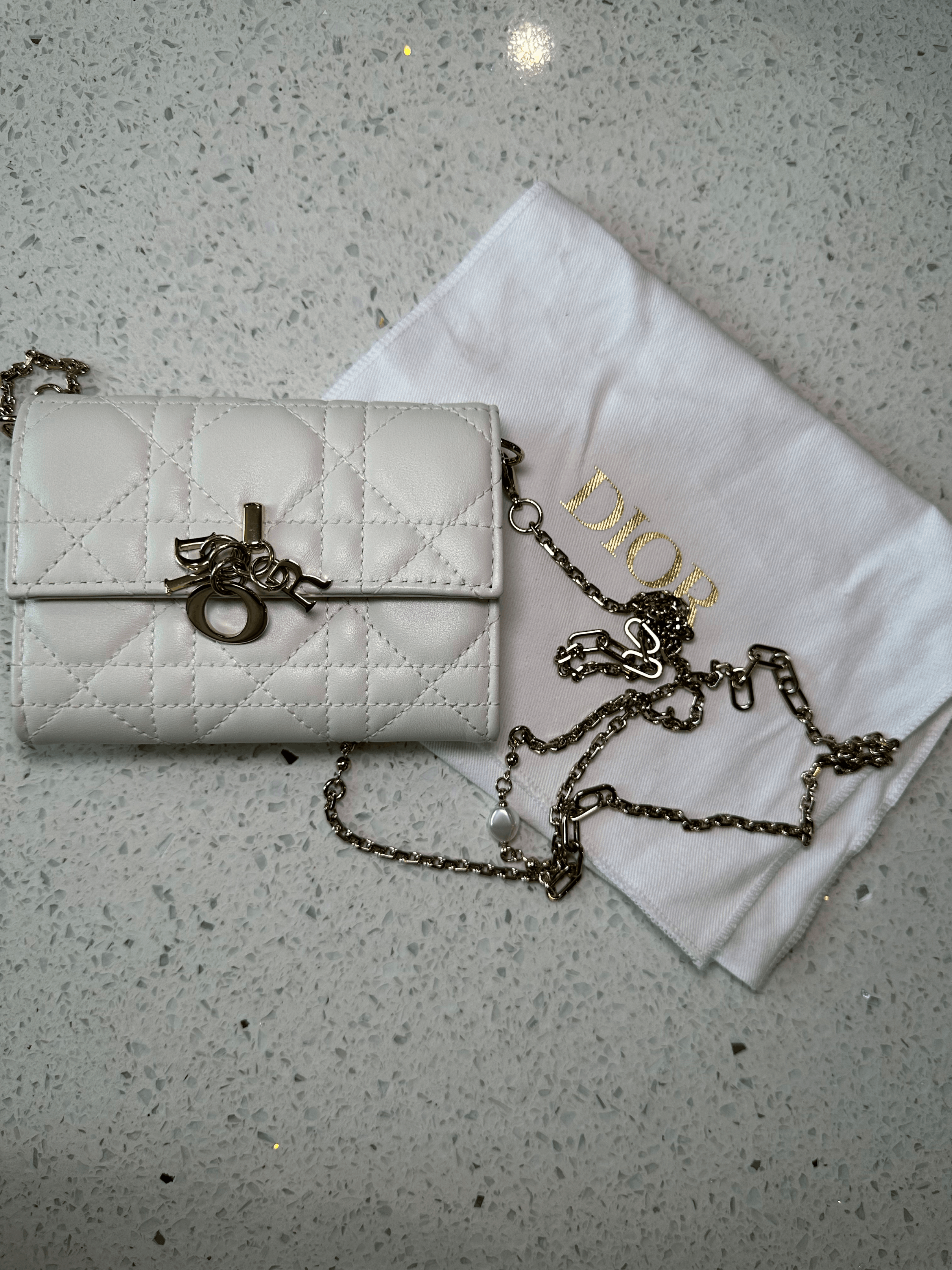 Dior Dior Leather Chain Shoulder Wallet Off-White Size ONE SIZE - 1 Thumbnail