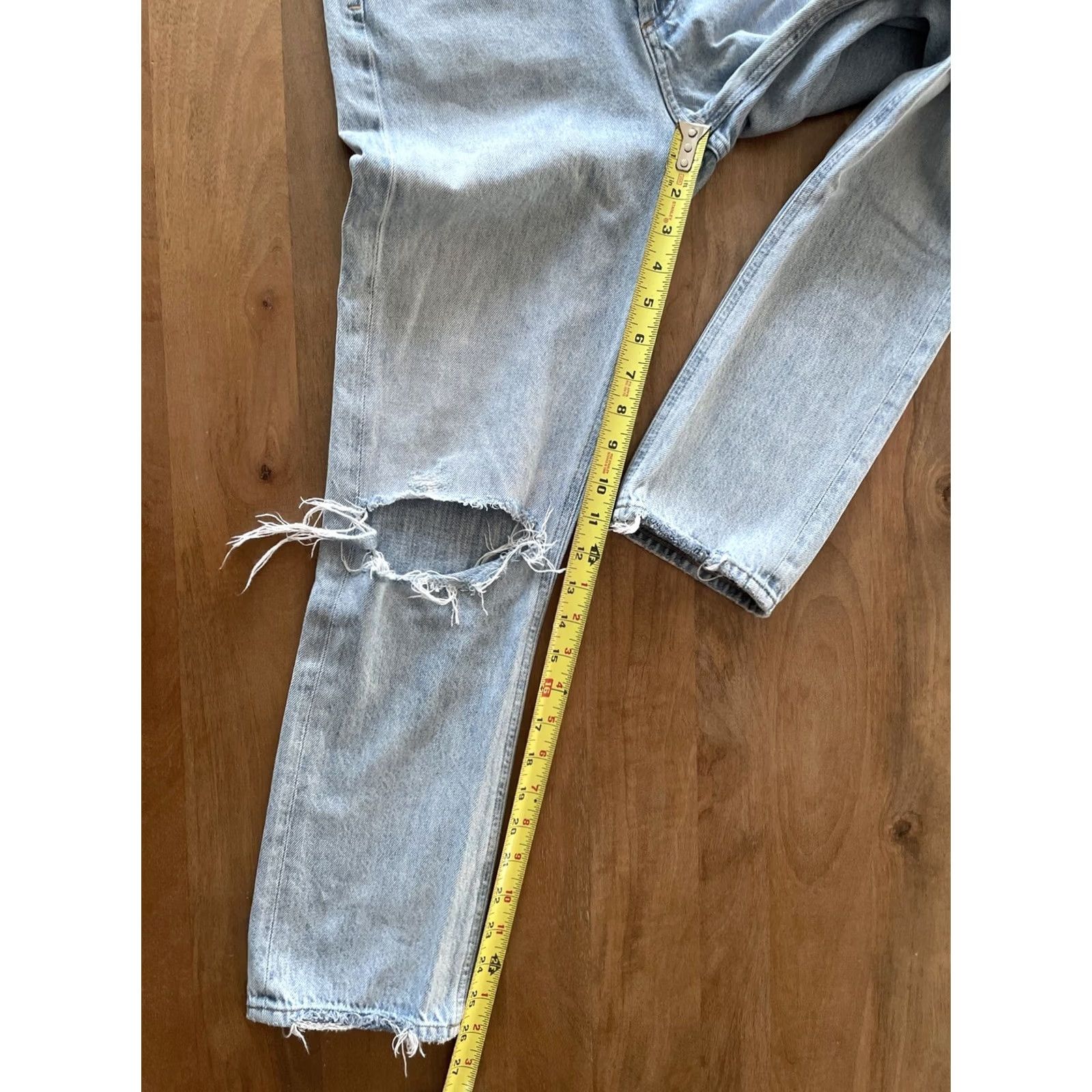 Agolde AGOLDE Riley Straight Jeans Womens 24 26x26 Button Fly Light Wash Denim Blue 90s Bohemian City Grunge Hip Hop Punk Retro 5-Pocket Size 42" / US 20 - 7 Thumbnail