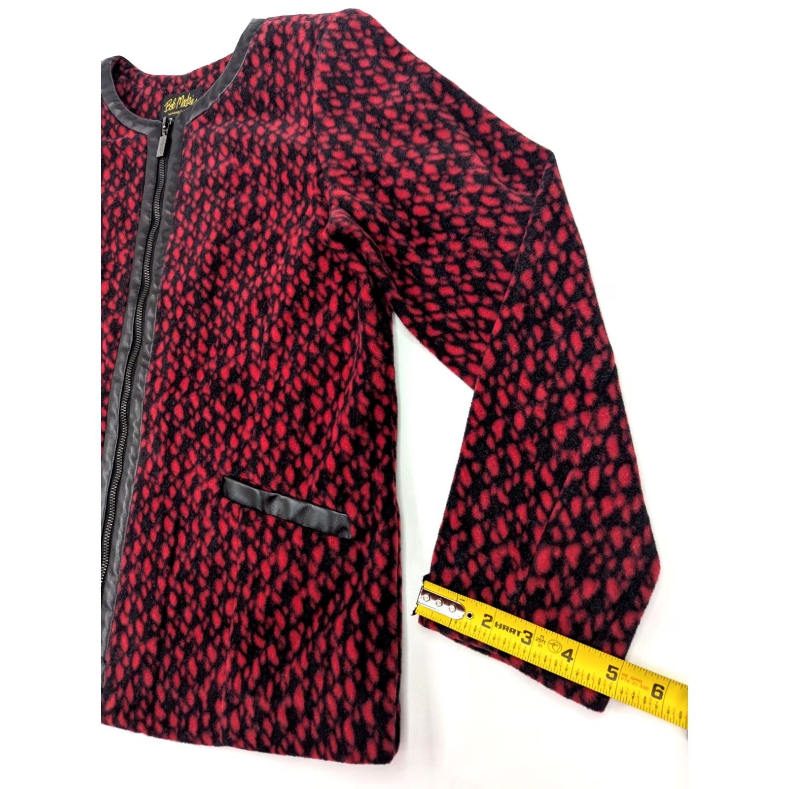 Bob Mackie Bob Mackie Wearable Art Fleece Jacket Womens M Red Multicolor Zip Pockets Full Zip Lightweight Animal Print Jacket Size M / US 6-8 / IT 42-44 - 2 Thumbnail