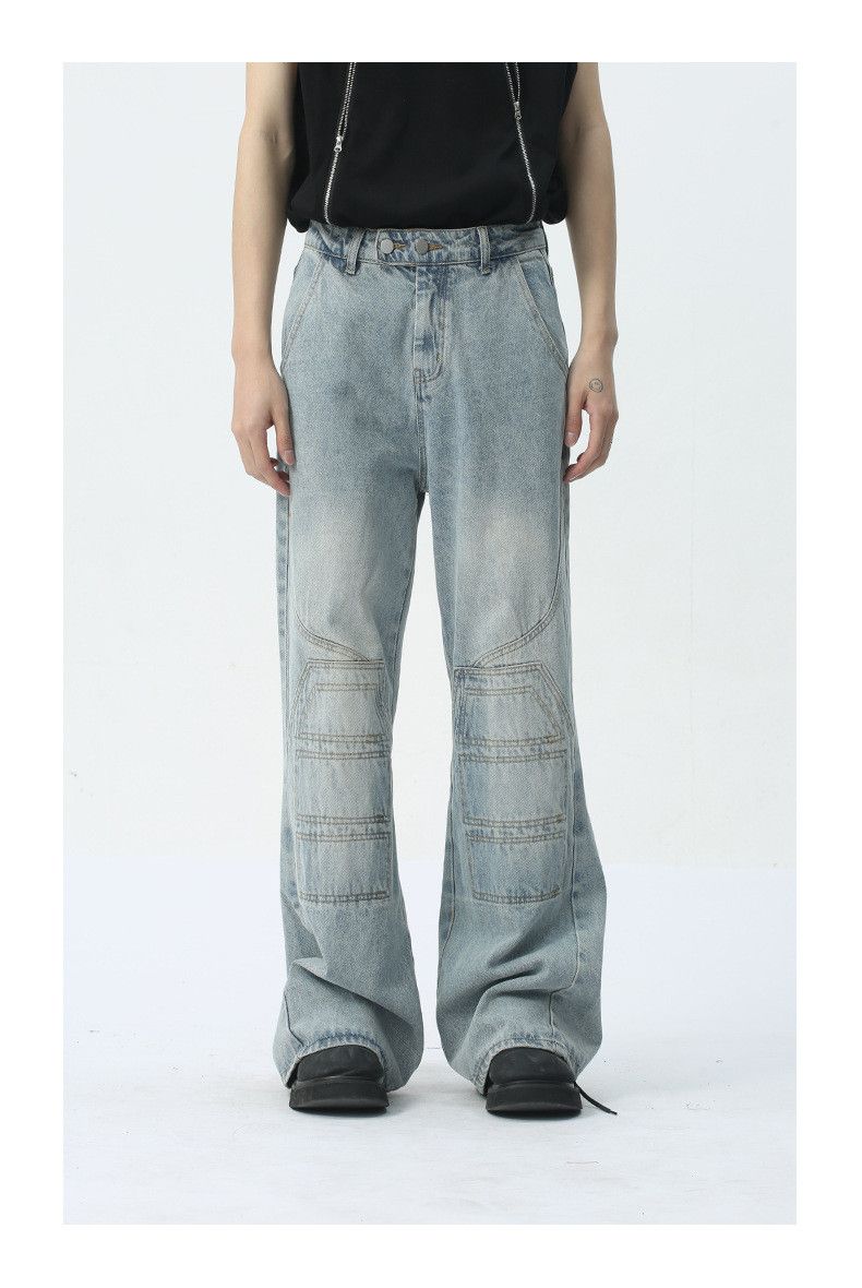 Japanese Brand × Jean Distressed blue design patchwork straight washed jeans Size US 32 / EU 48 - 2 Thumbnail