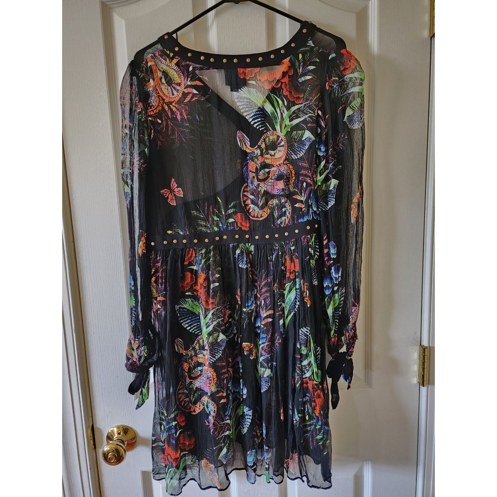 Anthropologie Maeve Studded Sheer V-Neck Tunic Dress Size 4 Whimsigoth Size S / US 4 / IT 40 - 2 Thumbnail