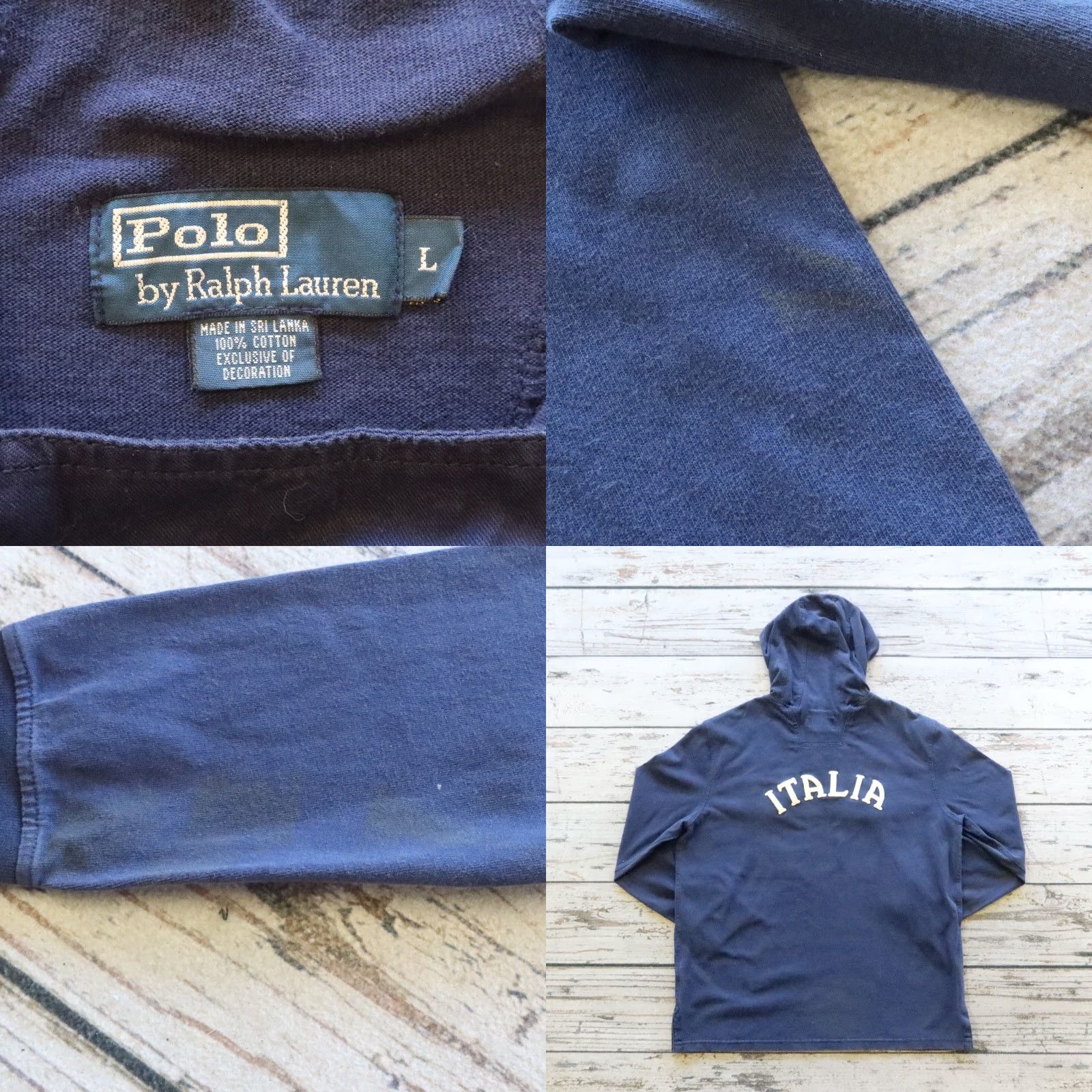 Polo Ralph Lauren VINTAGE Polo Ralph Lauren Italia Hoodie Sweatshirt Men L Blue Pullover 90s Size US L / EU 52-54 / 3 - 9 Thumbnail