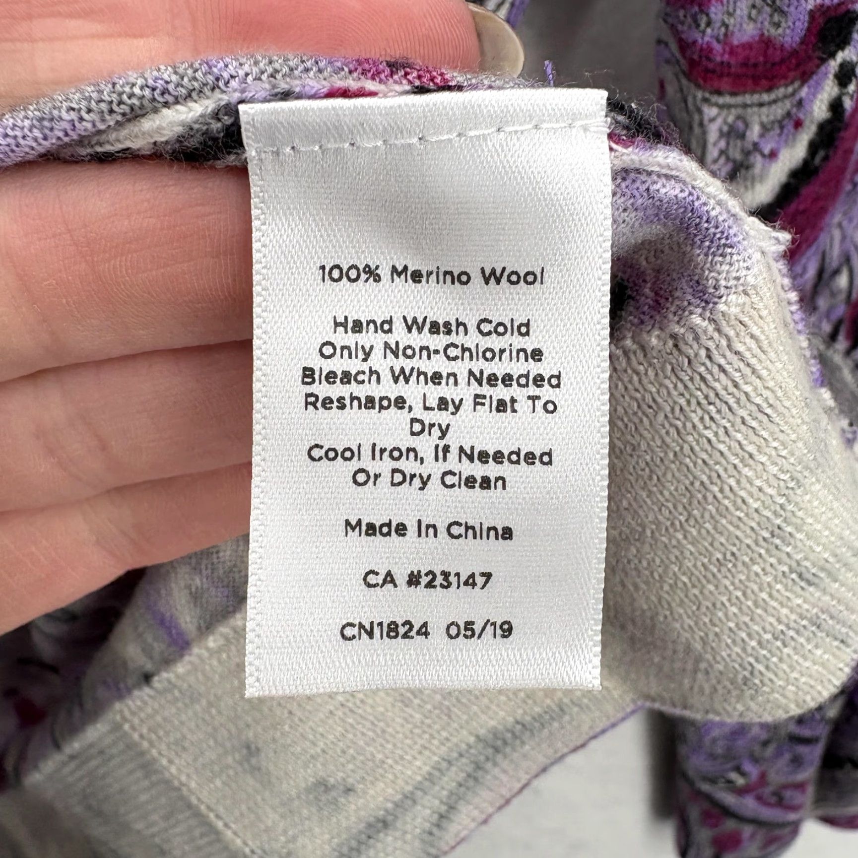 Talbots Talbots Sweater Womens PL Purple 100% Merino Wool Paisley Print Scoop Neck Knit Size L / US 10 / IT 46 - 5 Thumbnail