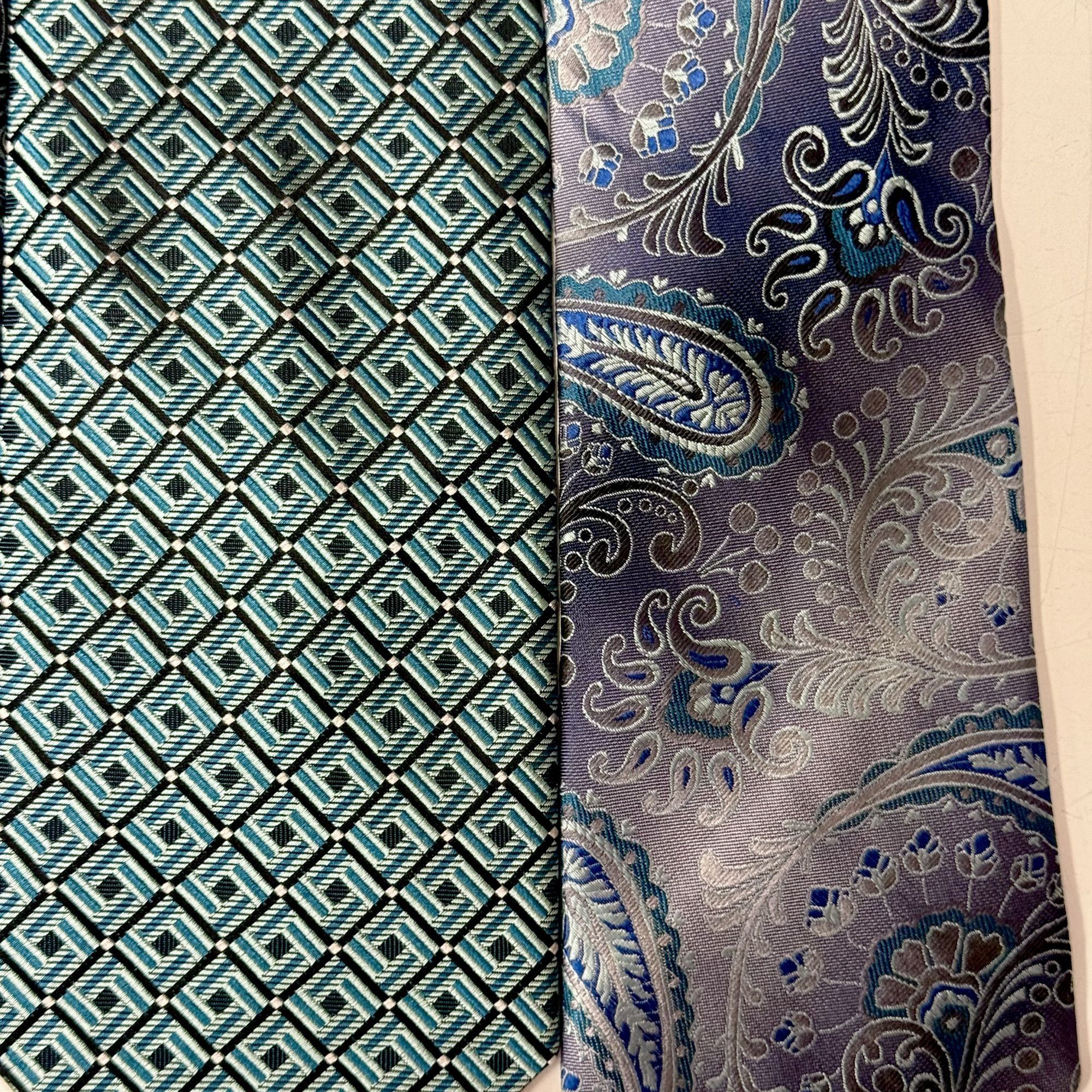 Stafford 4 pc Designer Woven Silk Blue GEOMETRIC Paisley Necktie Lot Size ONE SIZE - 4 Thumbnail