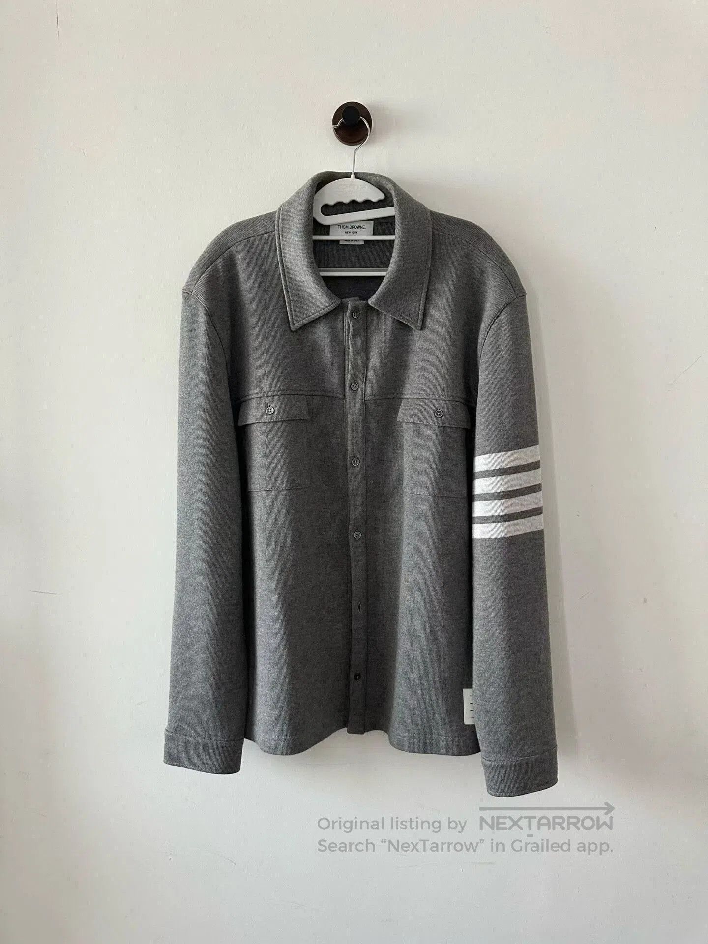 thom browne gray long sleeve jacket.