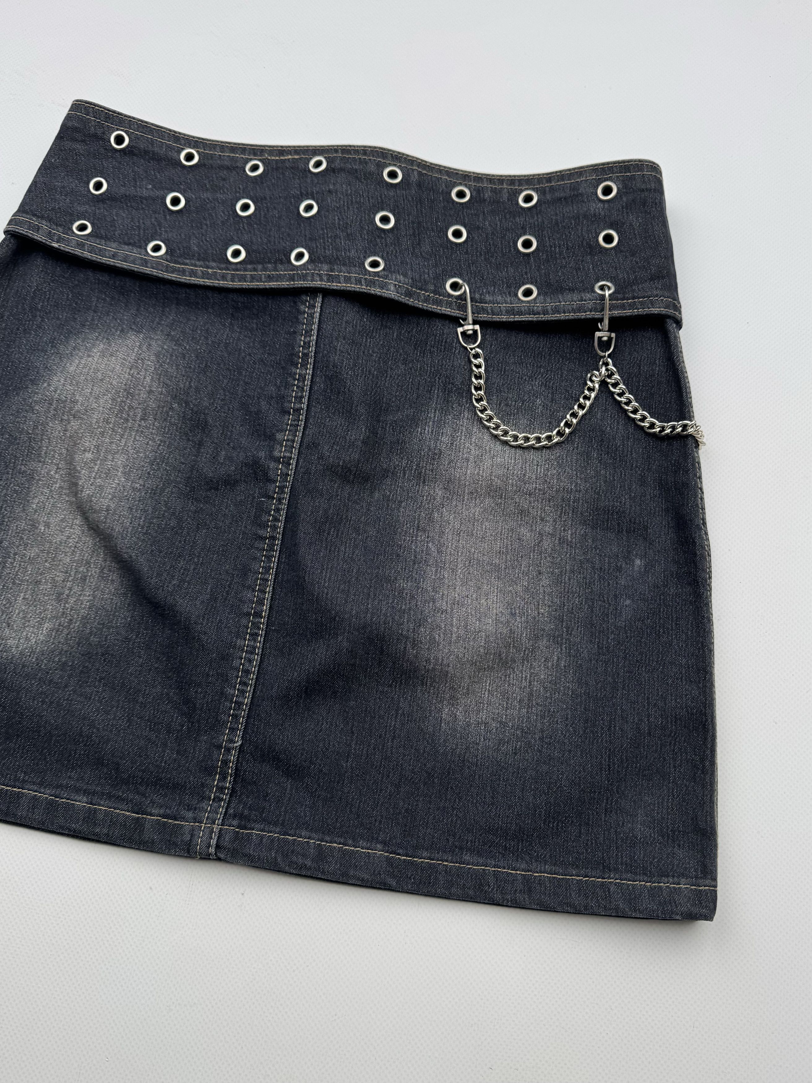 Vintage 90's Mini Skirt With Wide Belt B32(V499)E2 Size 26" / US 2 / IT 38 - 8 Thumbnail