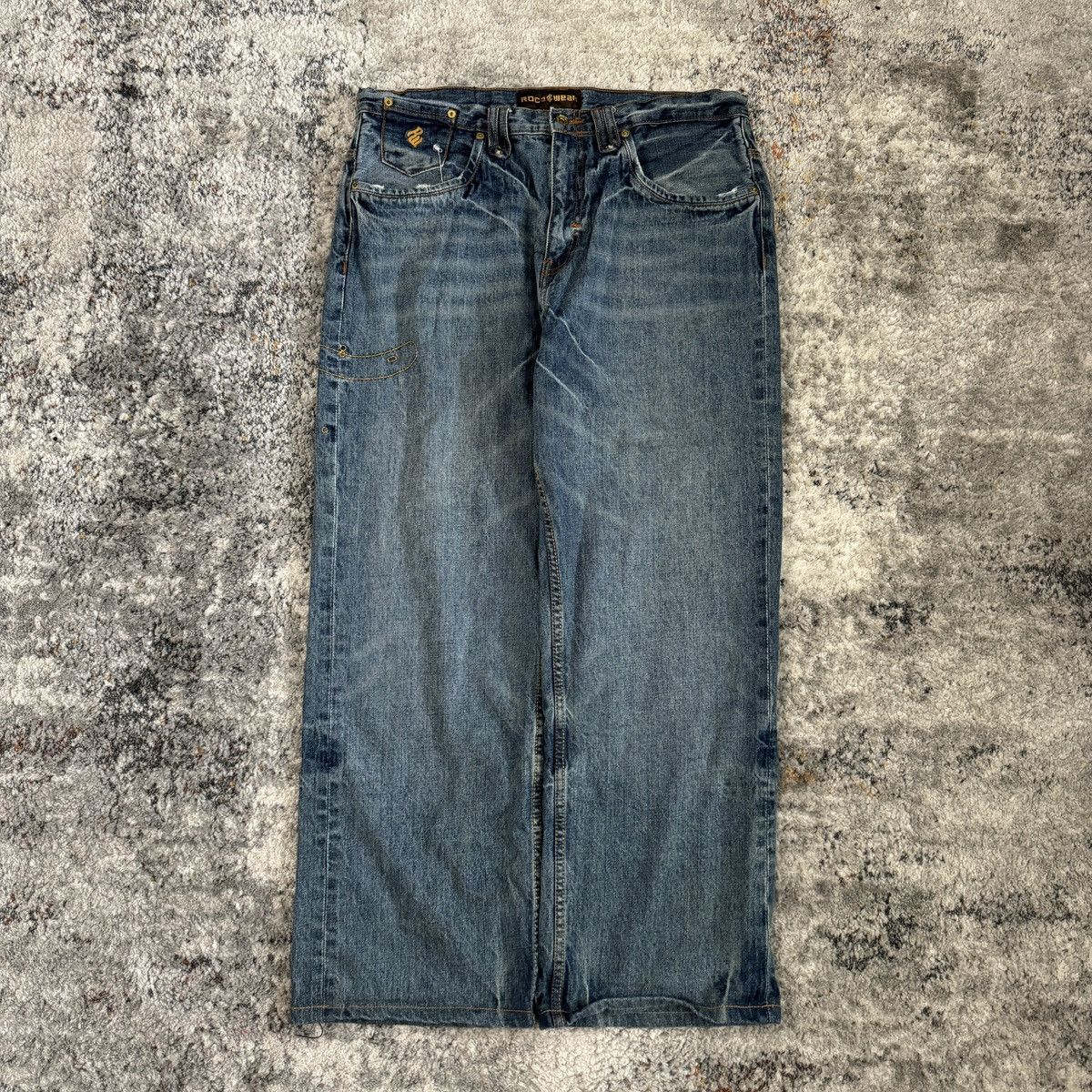 JNCO × Rocawear × Vintage Vintage y2k Rocawear baggy wide leg embroidered crazy jeans Size US 36 / EU 52 - 2 Thumbnail