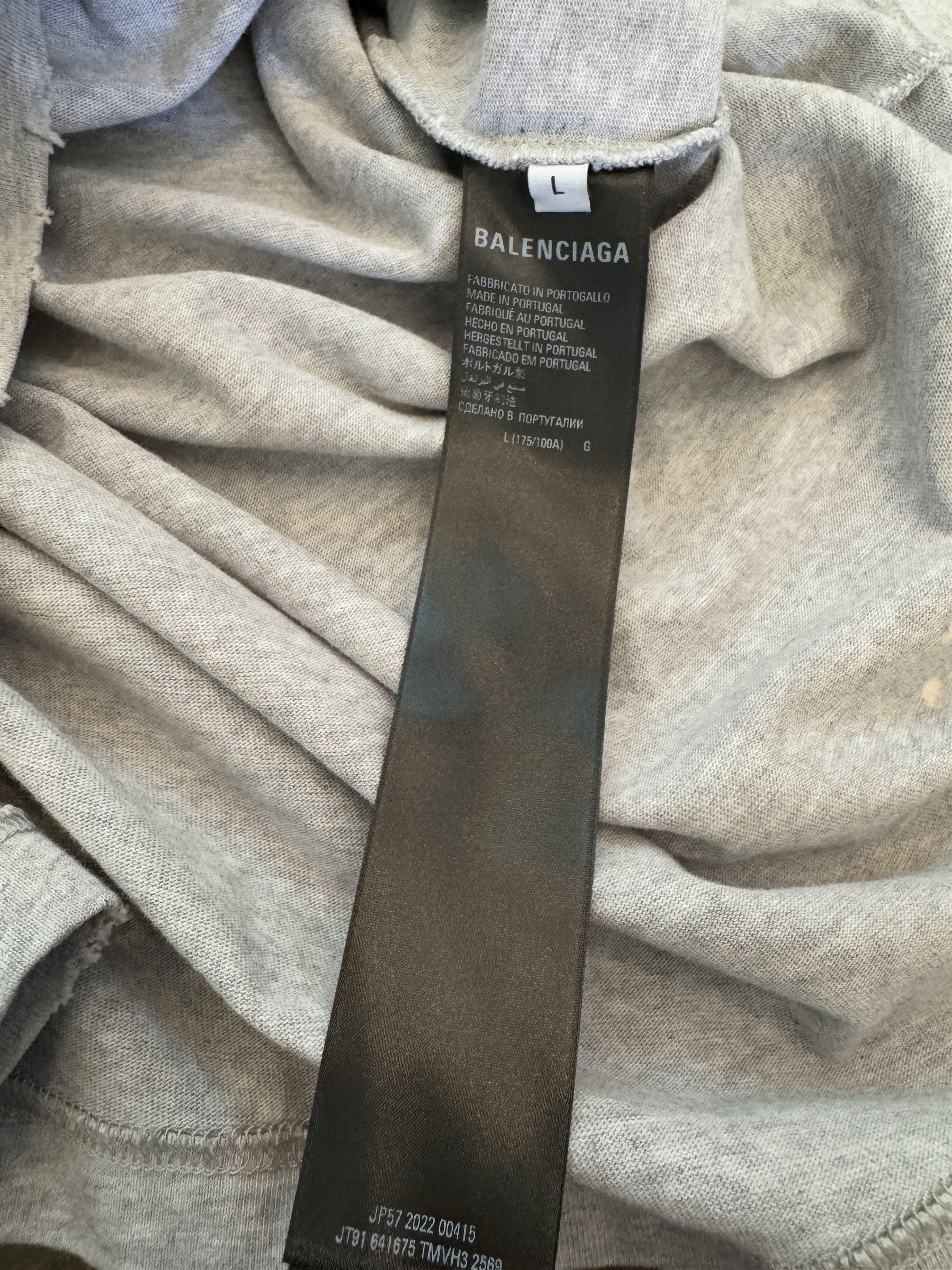 Balenciaga 90% Balenciaga 10% Myself Distressed Oversized Tee Grey Size US L / EU 52-54 / 3 - 4 Thumbnail