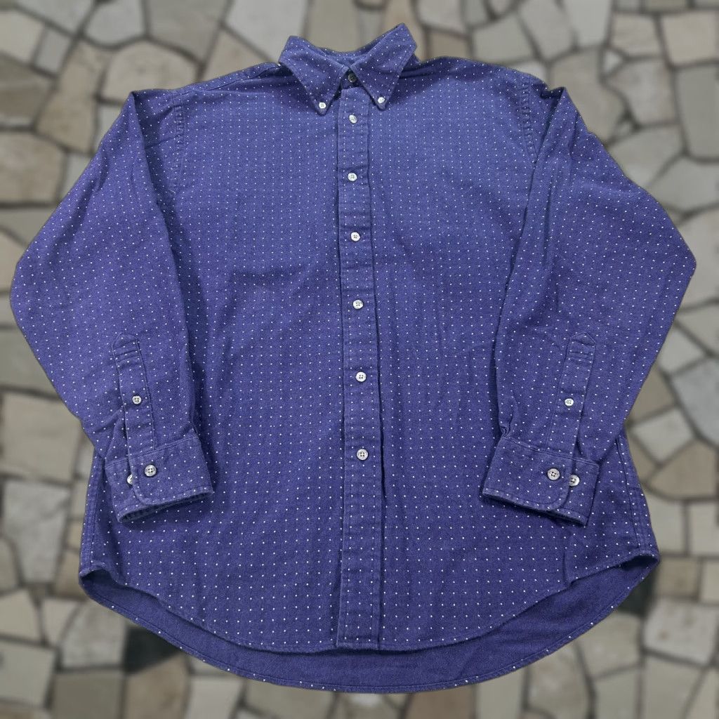 Brooks Brothers Brooks Brothers Shirt Mens Button-Up Madison Blue Flannel Polka Dot Cotton Easy Care Classic Preppy Size US M / EU 48-50 / 2 - 1 Thumbnail
