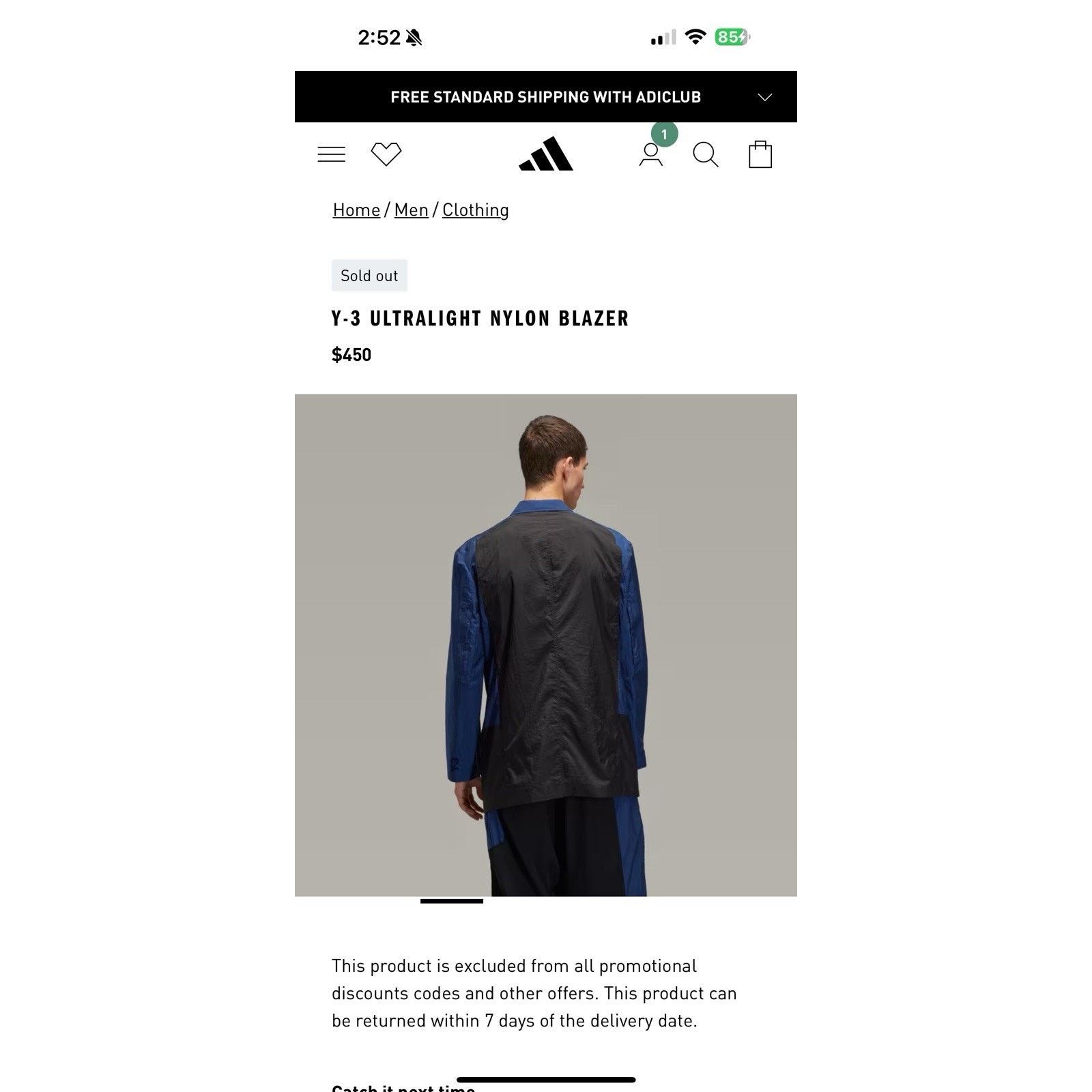 Adidas × Y-3 × Yohji Yamamoto Y-3 Yohji Yamamoto Adidas Ultralight Nylon Blazer Black Blue Size US L / EU 52-54 / 3 - 10 Thumbnail