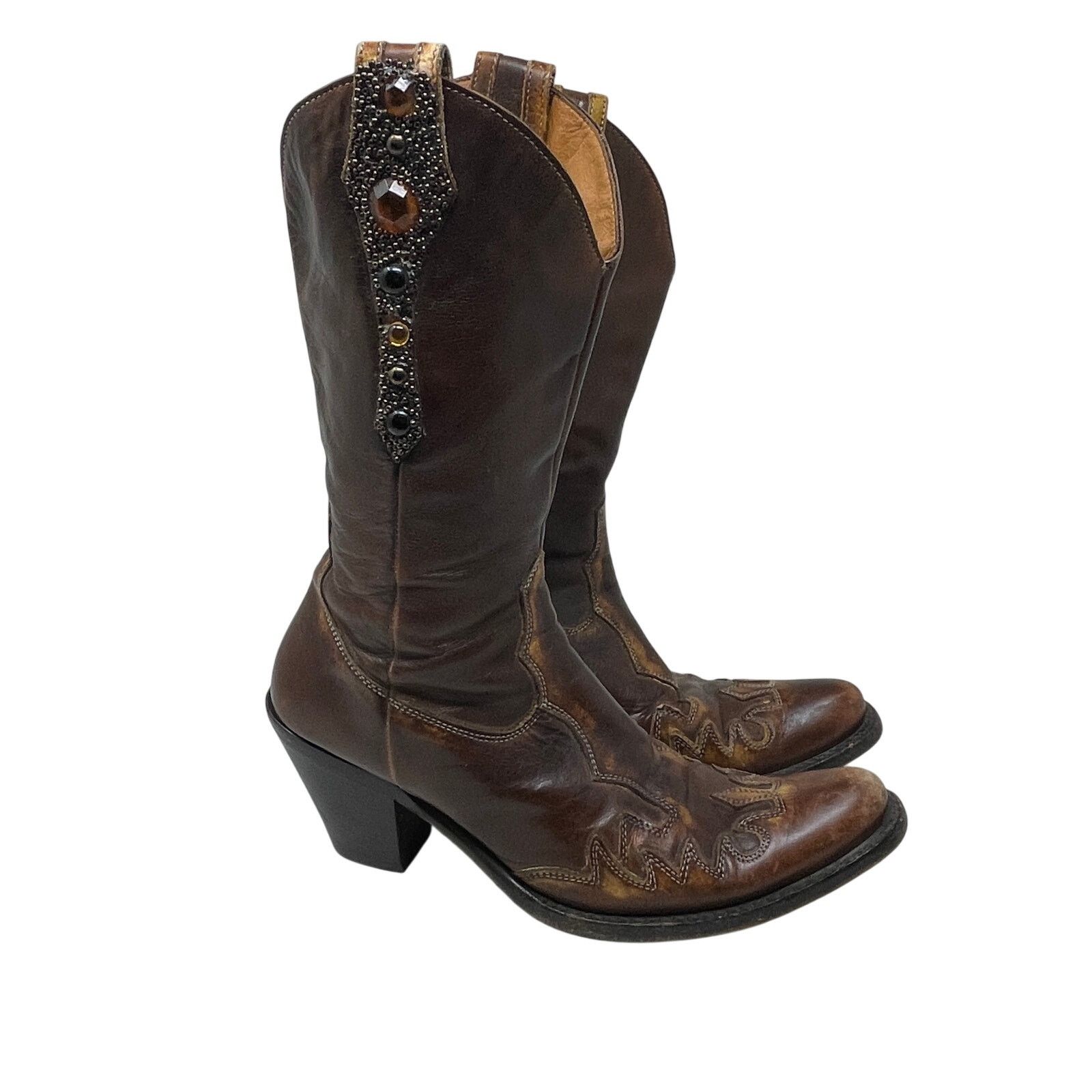 Other Fauzian Jeunesse vintage western cowboy gem stone boots Size US 8 / IT 38 - 1 Thumbnail