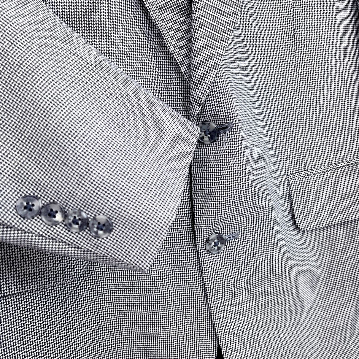 Lands End Worsted Wool Houndstooth Sport Coat Gray 40R