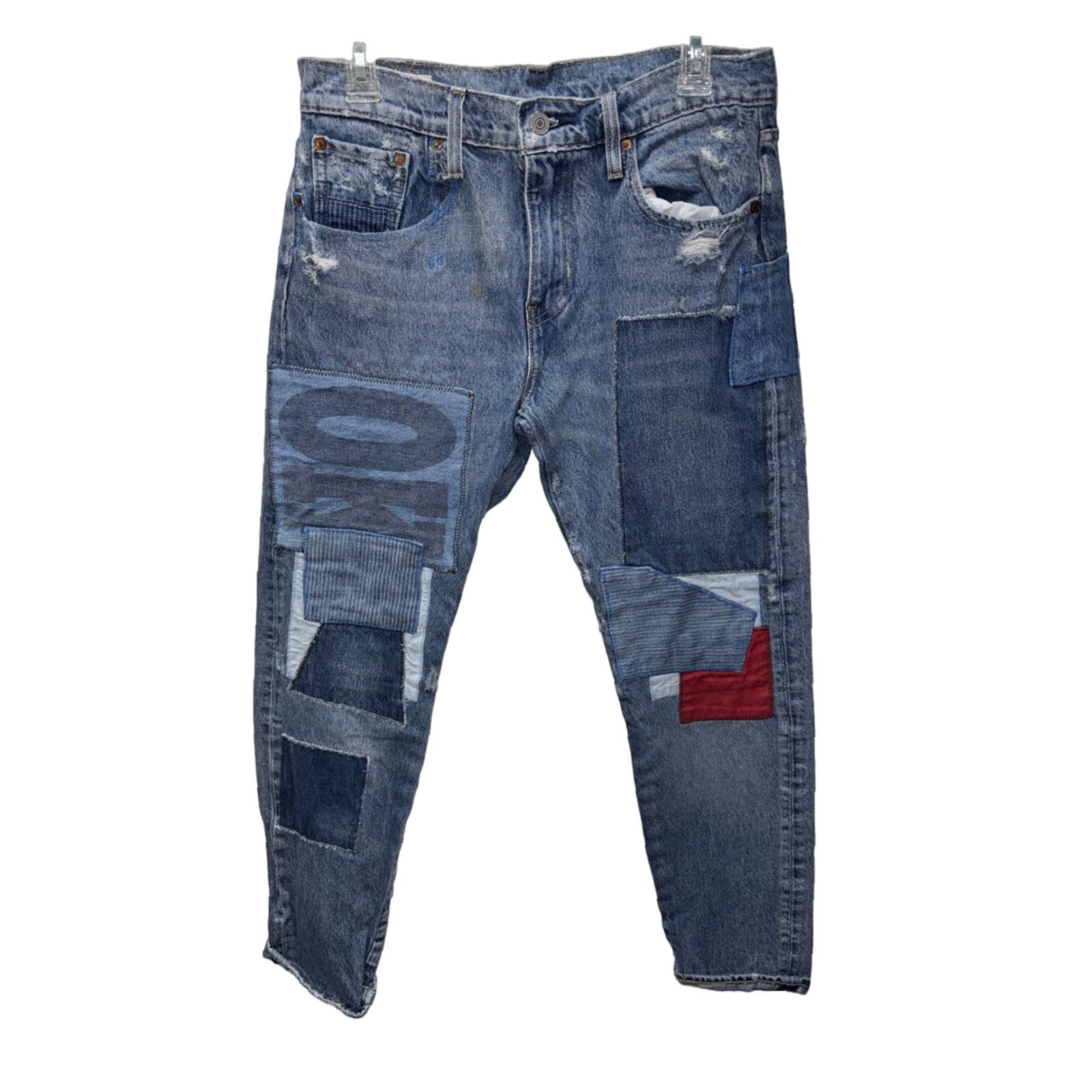 Levi’s 512 Jeans Slim Taper Patchwork Distressed Denim 30x30 Men Vintage Retro 80s 90s