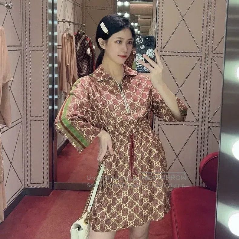 Gucci Gucci Full logo printed silk dress Size XXS / US 00 / IT 34 - 6 Thumbnail