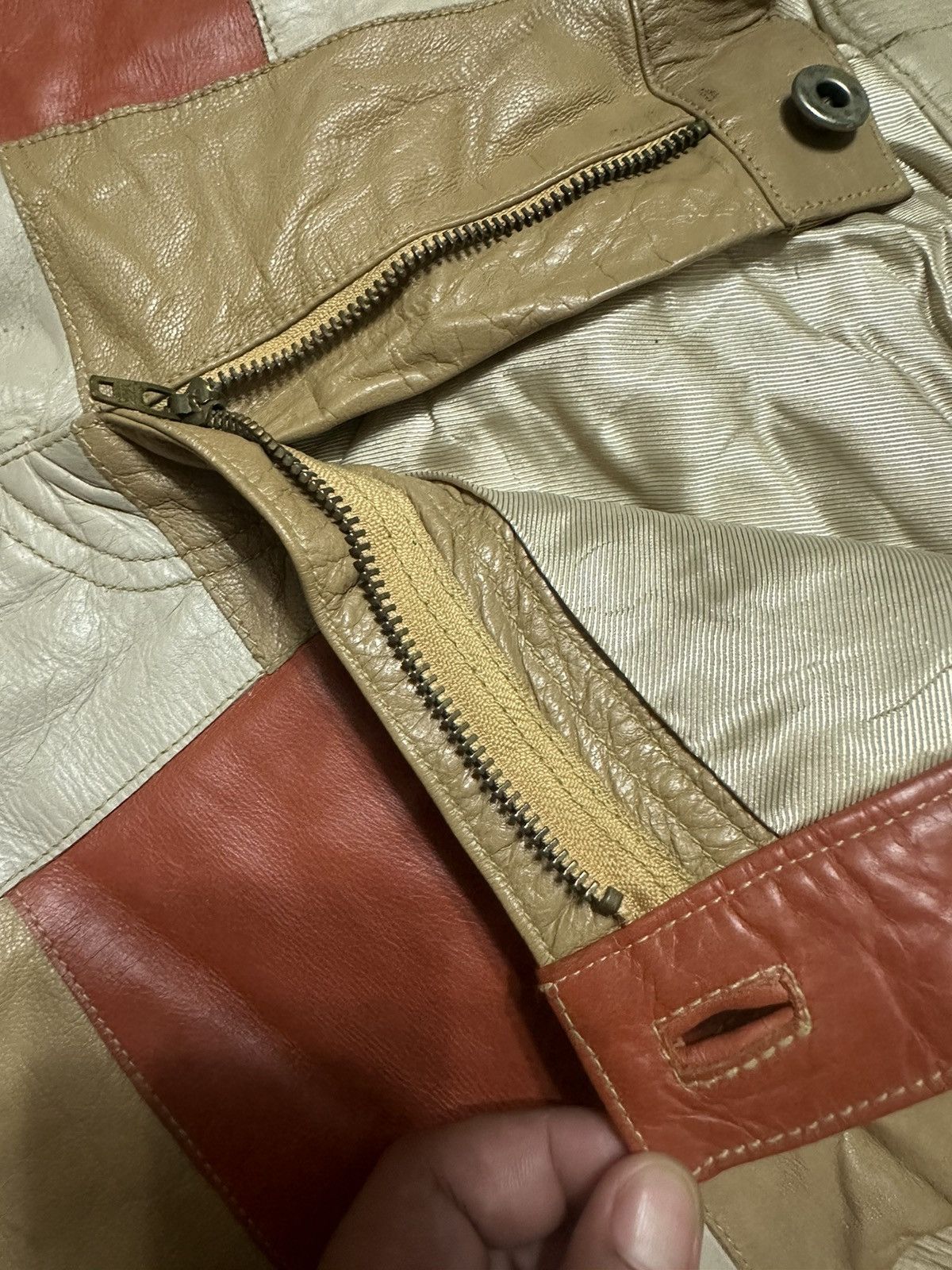 Genuine Leather × Issey Miyake × Japanese Brand INSANE🔥 LES VIS a BOIS LEATHER PATCHWORK Pants Size US 28 / EU 44 - 4 Thumbnail