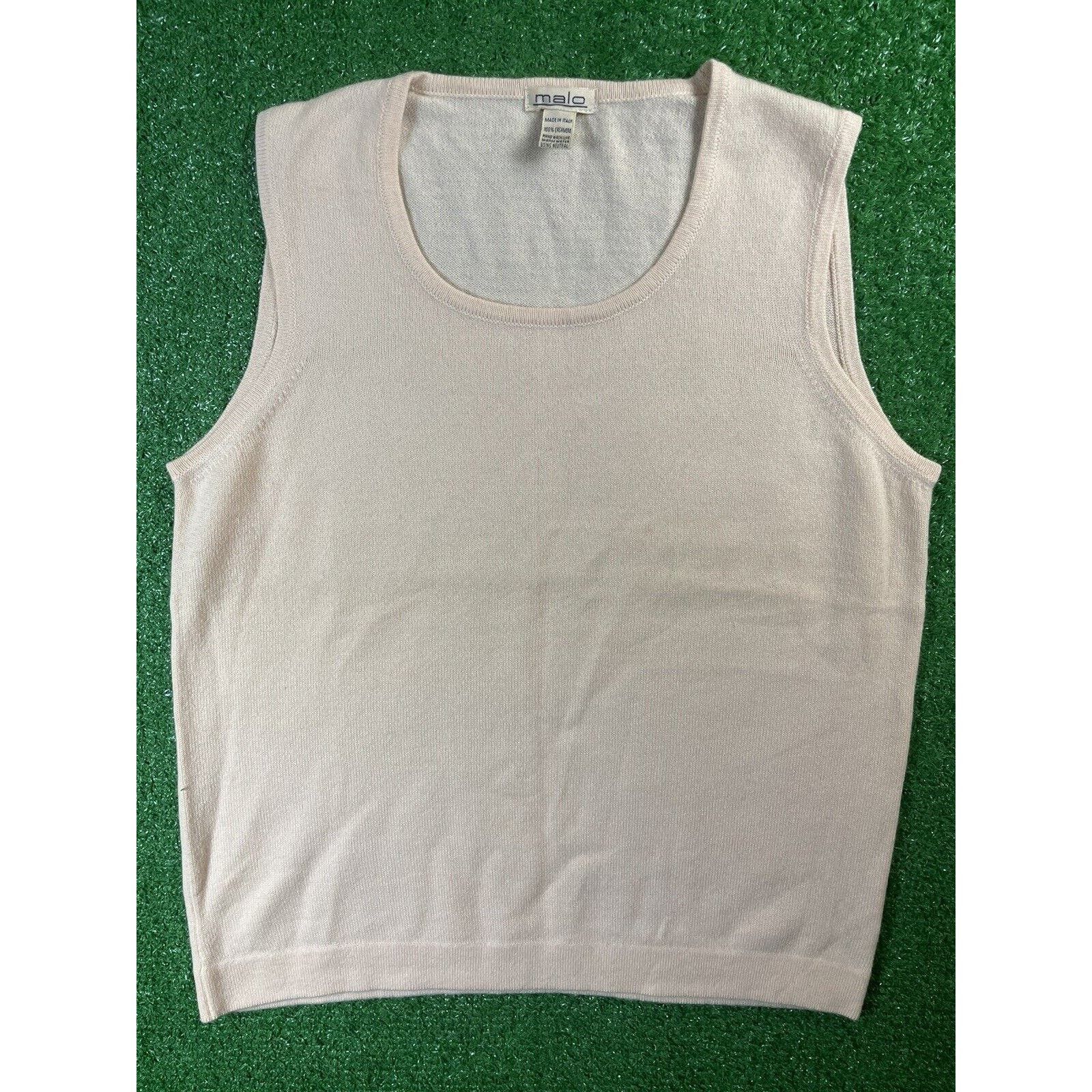 image of Vintage 80's Malo Beige Cream Cashmere Small Tank Top Shirt, Women's