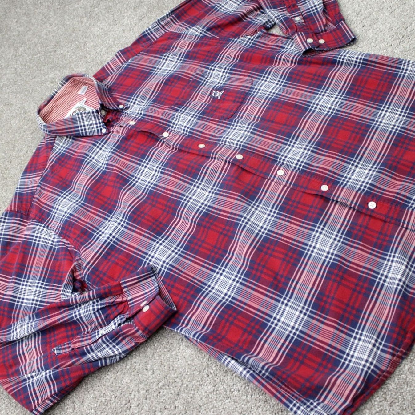 Vintage Cinch Shirt Mens 2XL Red/Blue Plaid Button-Up Western Cotton L/S Casual Shirt Mens 2XL XXL Red Blue Plaid Cinch Western Shirt Size US XXL / EU 58 / 5 - 7 Thumbnail
