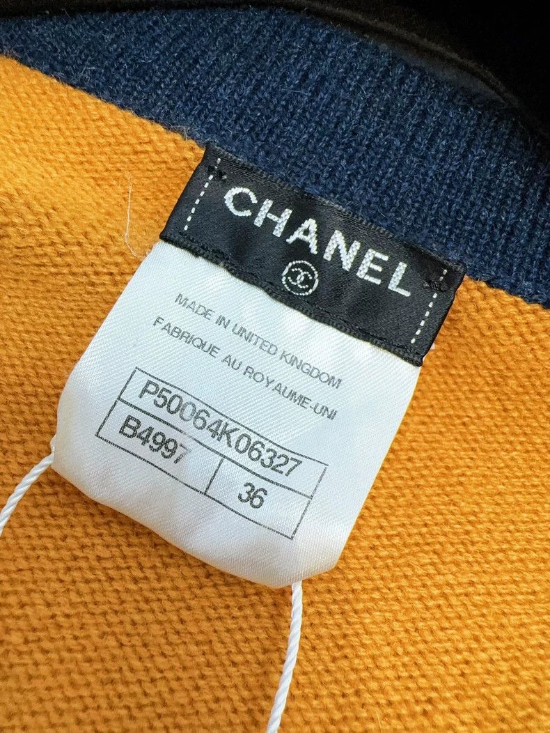Chanel Chanel 14B ginger and dark blue v-neck knitted sweater Size XS / US 0-2 / IT 36-38 - 5 Thumbnail