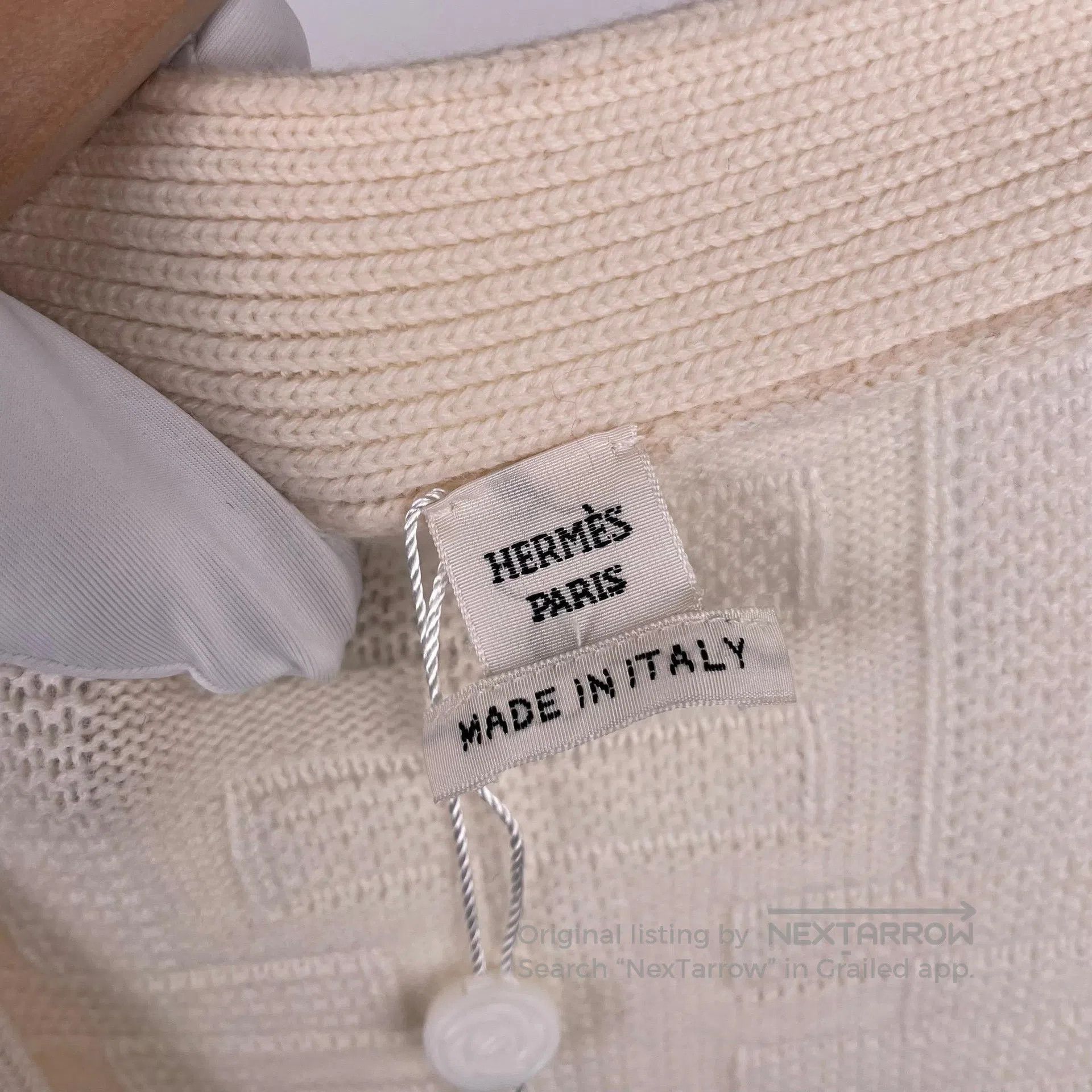 Hermes Hermes White Openwork Cashmere Knit Cardigan Jacket| Size XS / US 0-2 / IT 36-38 - 4 Thumbnail