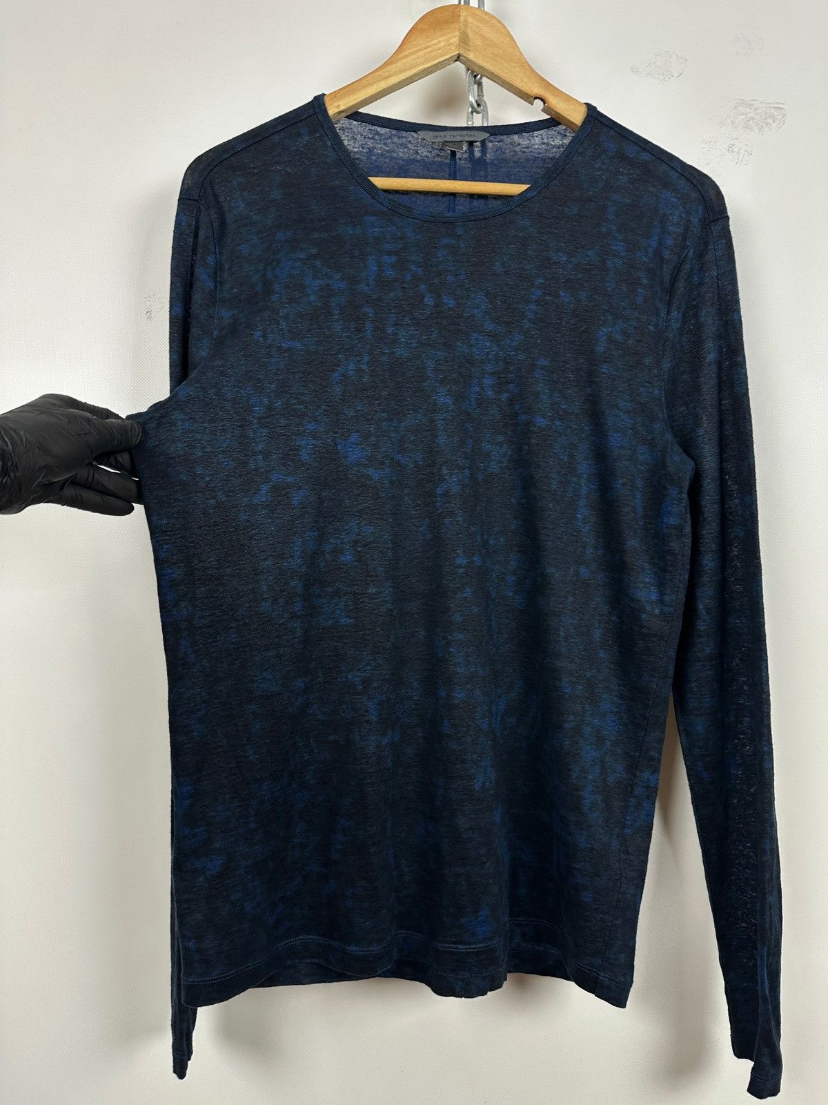 John Varvatos John Varvatos Linen Crewneck Black/Blue Long Sleeve T-Shirt Size US M / EU 48-50 / 2 - 12 Thumbnail