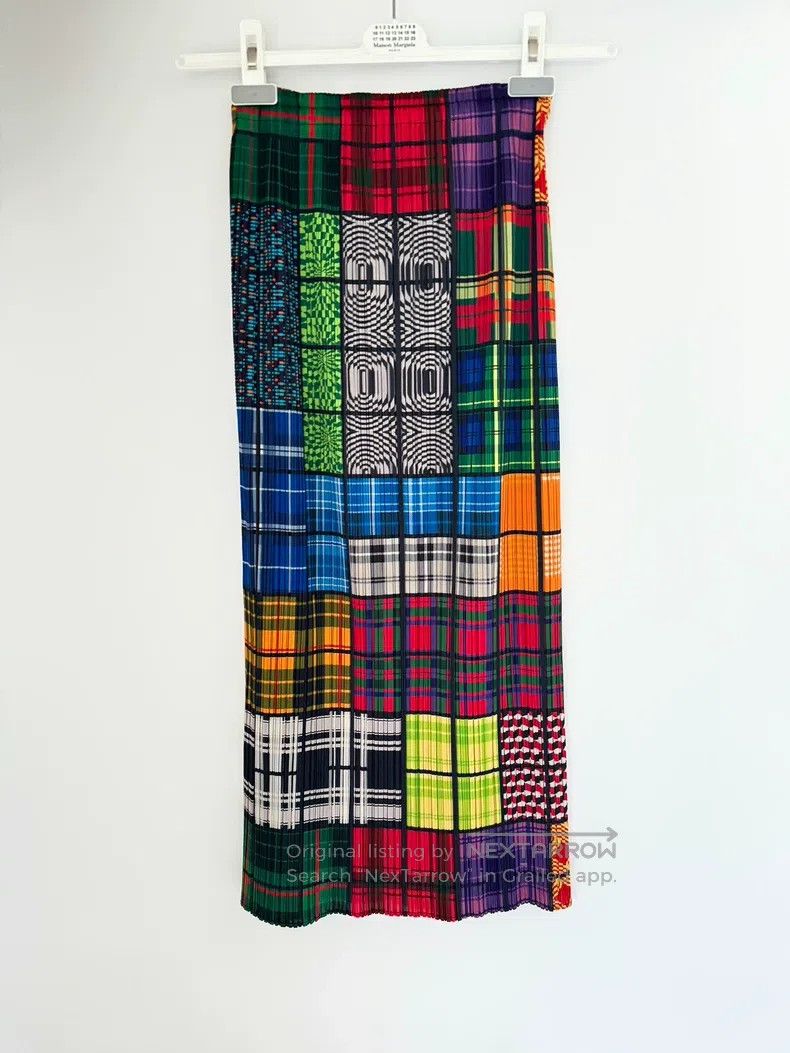 Issey Miyake Issey Miyake size:1 Mosaic Plaid Midi Skirt Size 22" - 1 Thumbnail