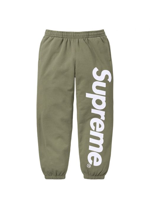 Supreme Supreme Satin Appliqué Light Olive Green Sweatpants FW23