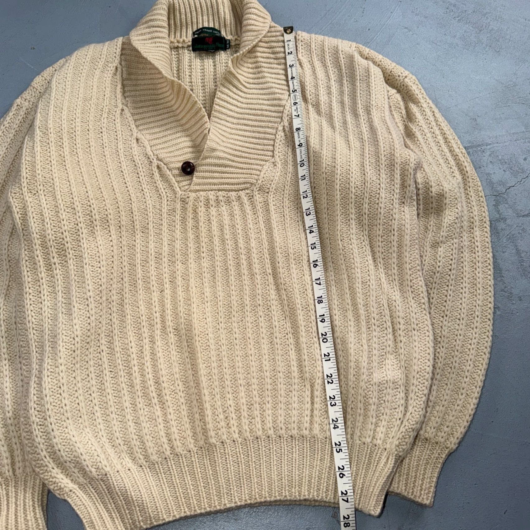 Abercrombie & Fitch VTG Abercrombie & Fitch Heavy Wool Shawl Sweater Oatmeal Beige Fisherman 70s Size US M / EU 48-50 / 2 - 6 Thumbnail