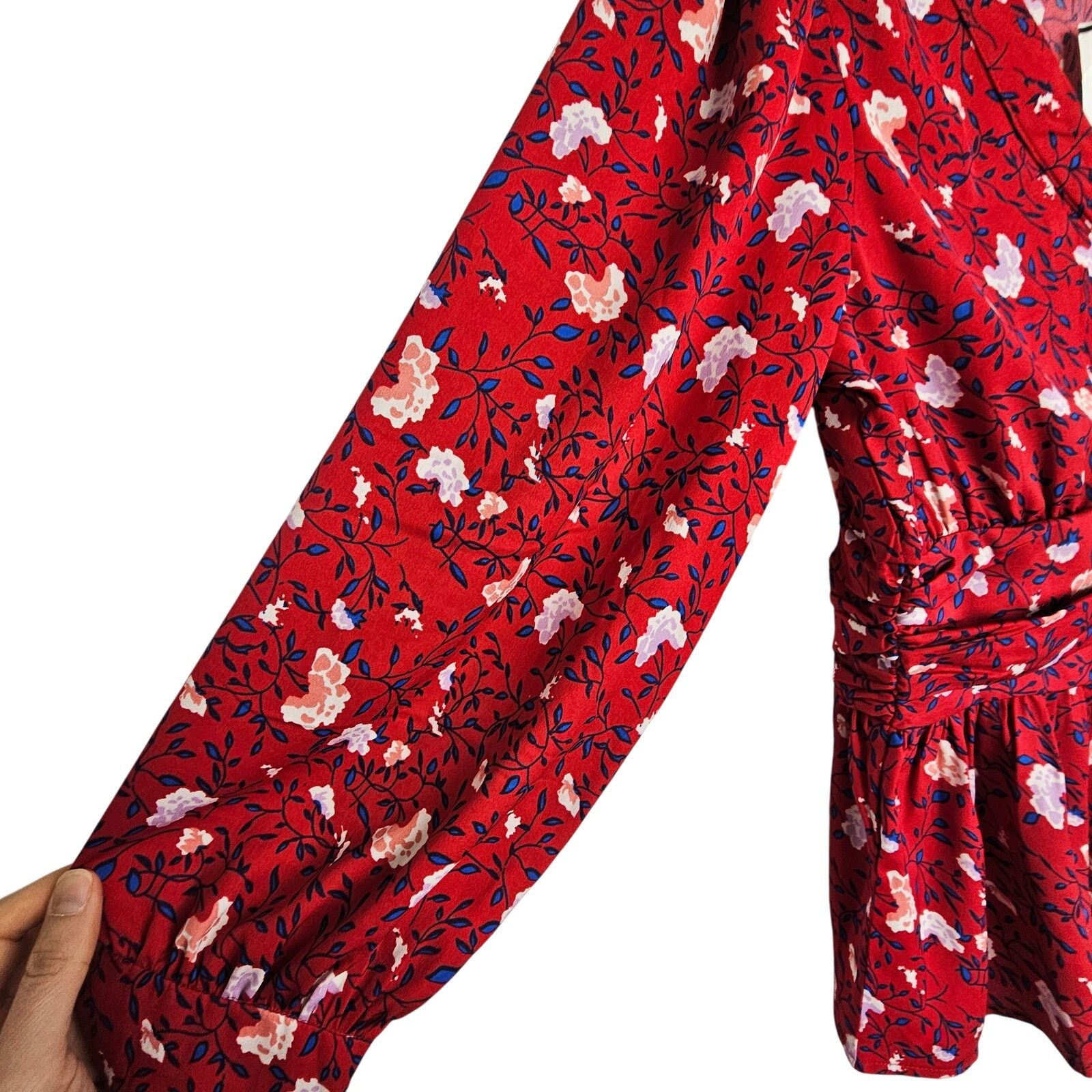 Ted Baker Walter Baker Womens Apple Blossom Floral Clara Ruched Button Size M / US 6-8 / IT 42-44 - 6 Thumbnail