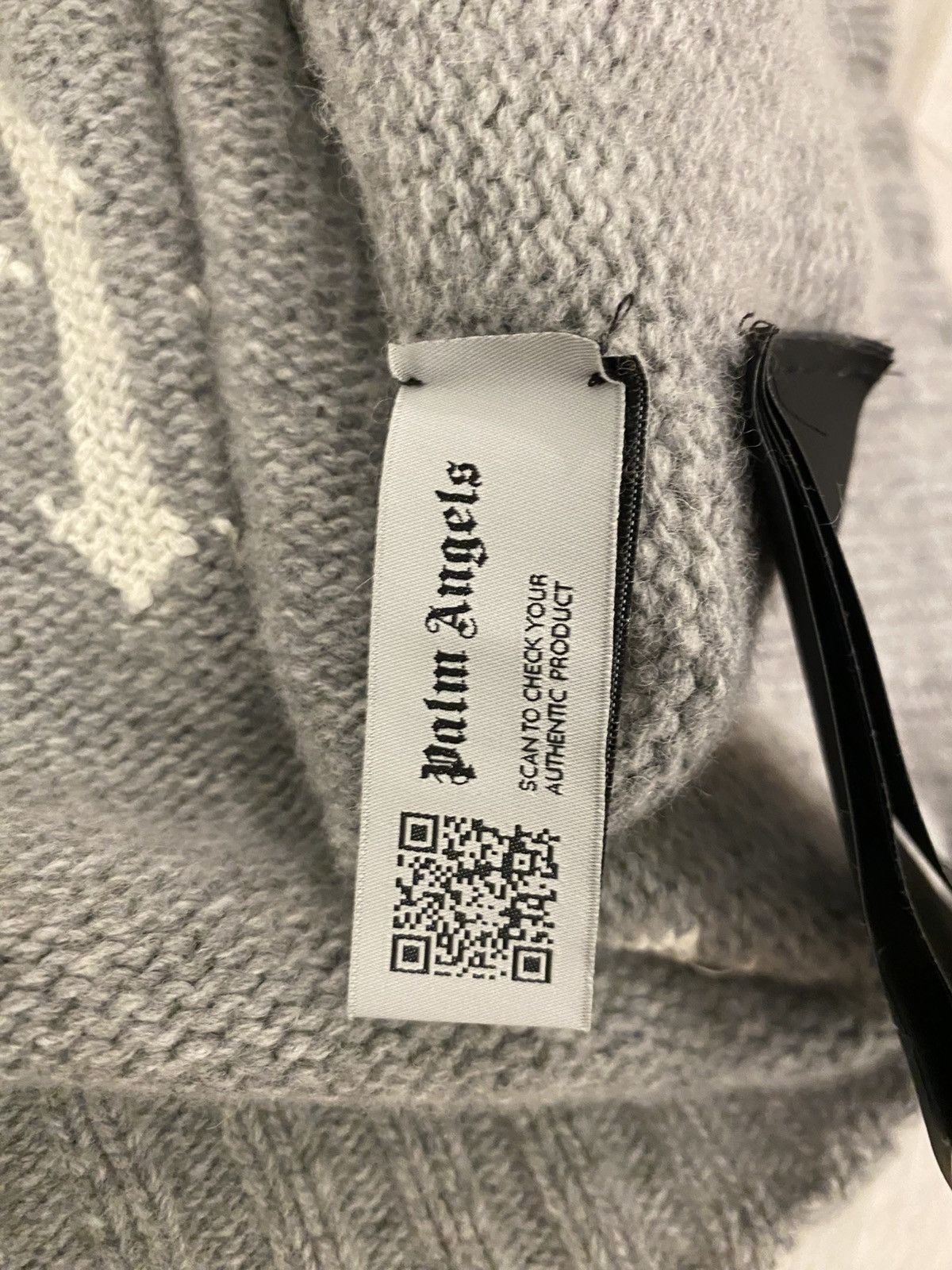 Palm Angels Palm Angels Intarsia Curved Logo Grey Melange Sweater Size US L / EU 52-54 / 3 - 5 Thumbnail