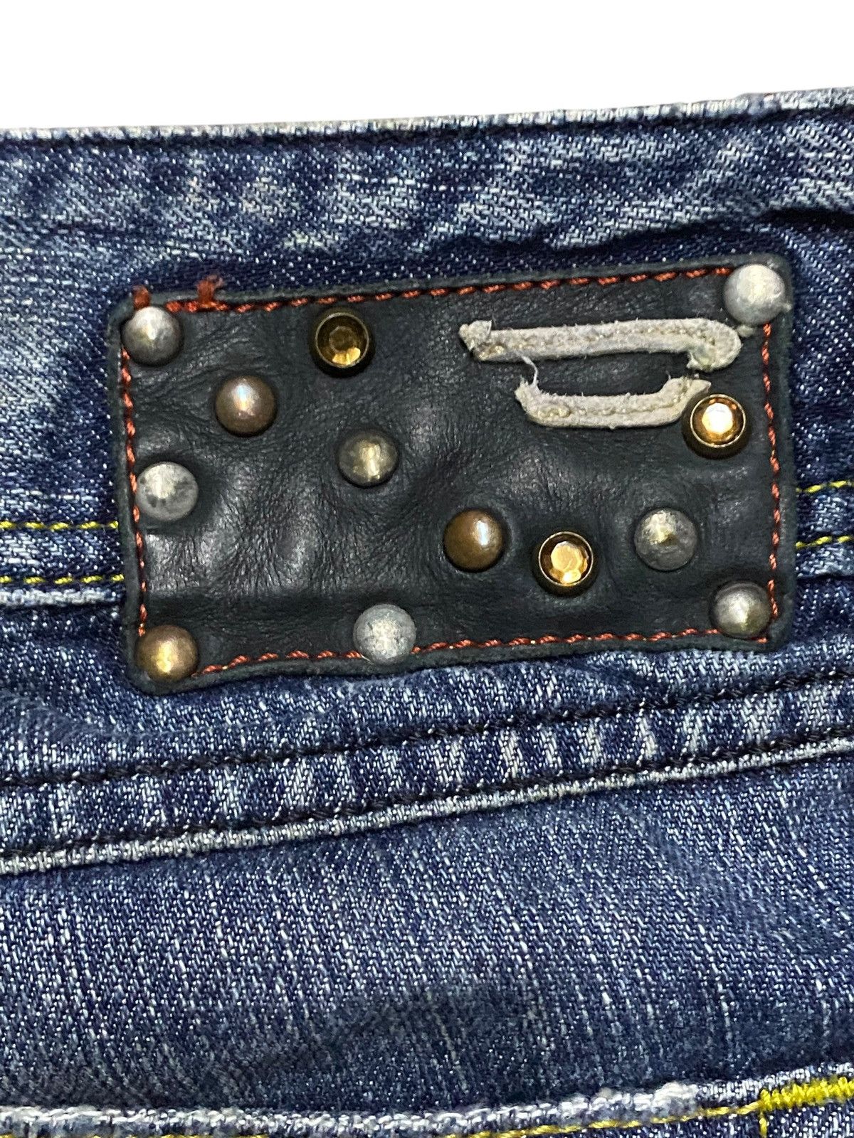 Diesel Black Gold Vintage Diesel Matic Wash Rhinestone Punk Style Skinny Jeans Size 31" - 13 Thumbnail